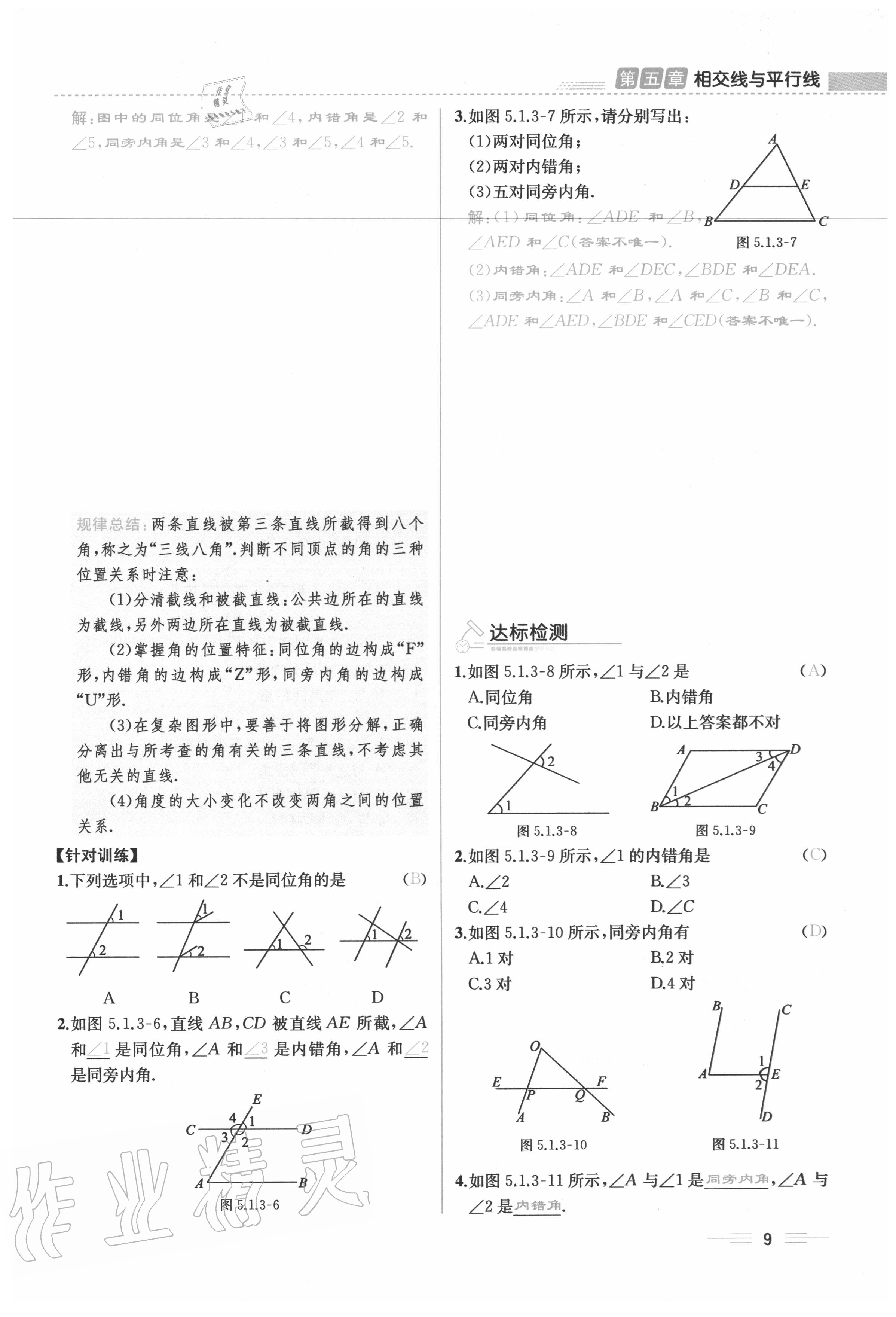 2020年人教金學(xué)典同步解析與測(cè)評(píng)七年級(jí)數(shù)學(xué)下冊(cè)人教版云南專版 參考答案第9頁(yè)