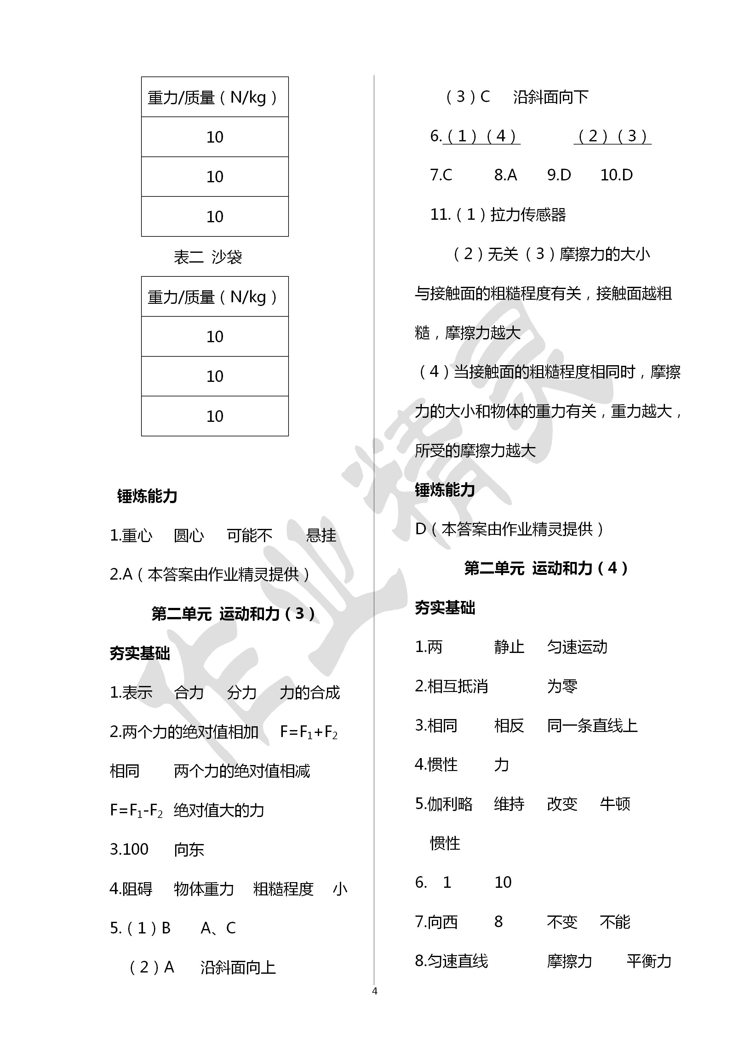 2020年中學生世界中考物理 參考答案第4頁