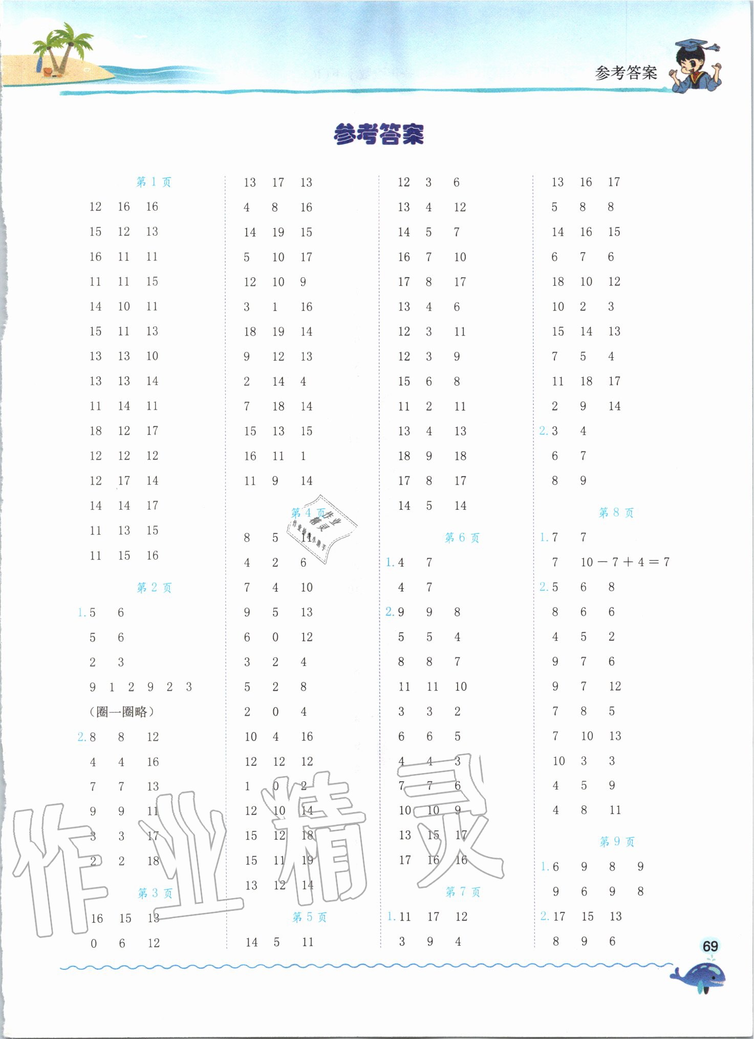 2020年黄冈小状元口算速算练习册一年级数学下册人教版广东专版 第1页