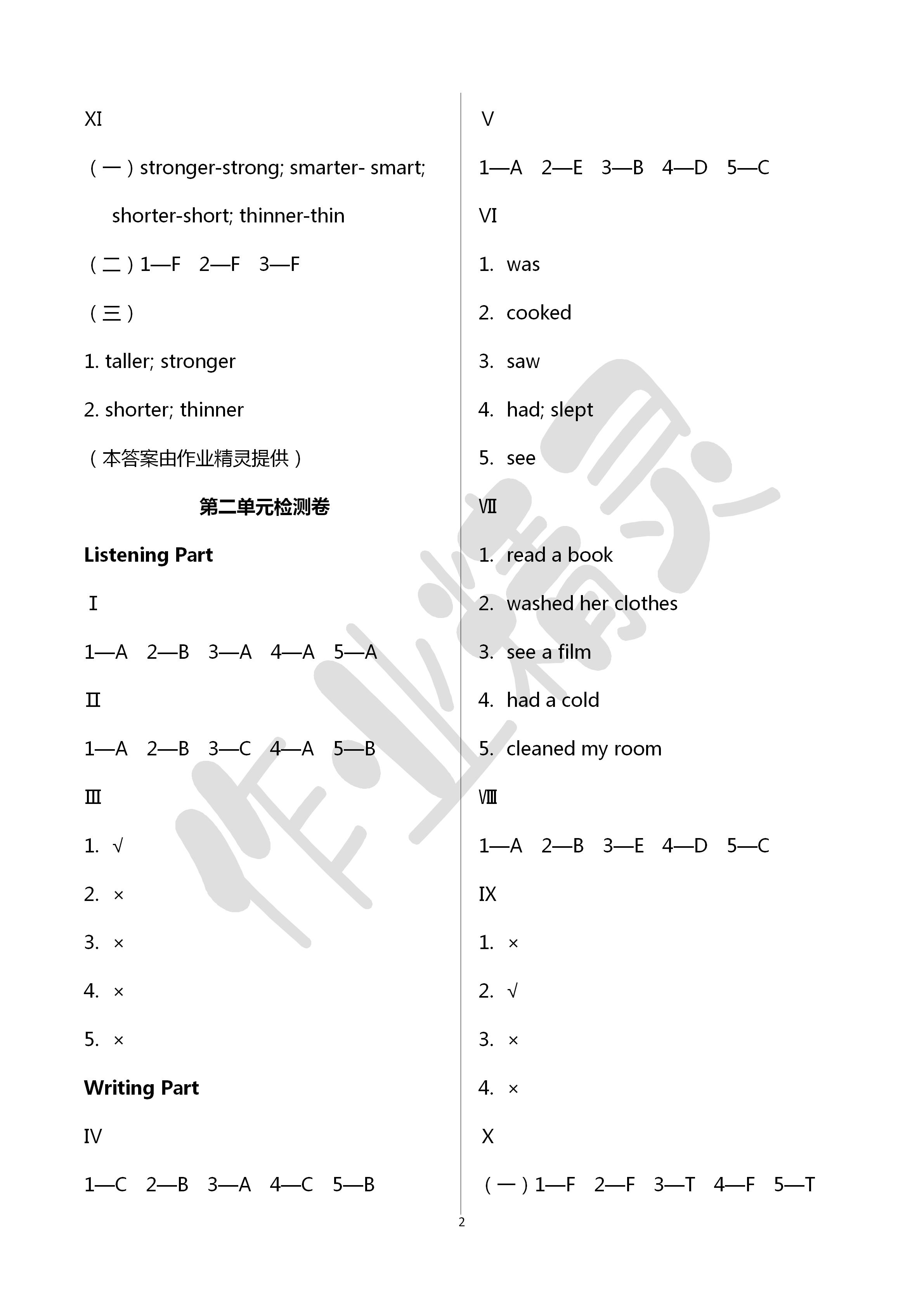 2020年單元檢測卷六年級英語下冊人教版 第2頁