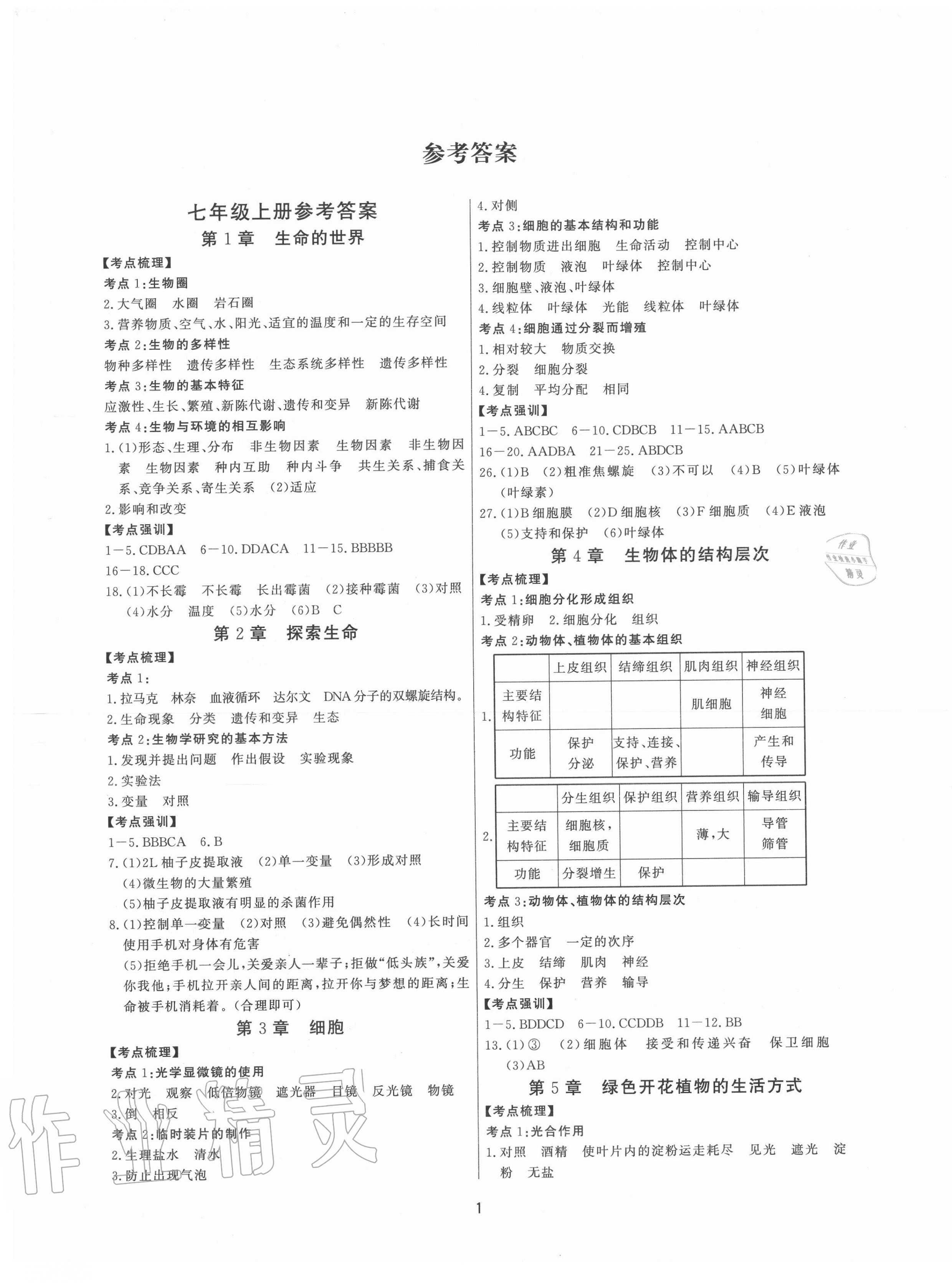 2020年超级课堂中考冲刺生物孝感专版 第1页