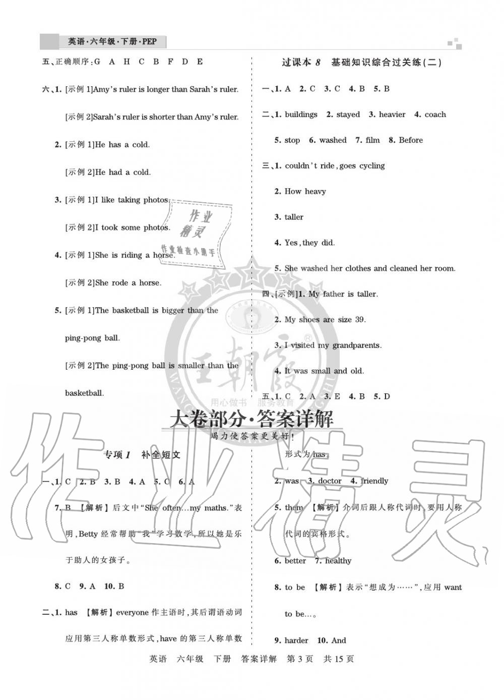 2020年王朝霞期末真題精編六年級(jí)英語(yǔ)下冊(cè)人教版鄭州專(zhuān)版 參考答案第3頁(yè)