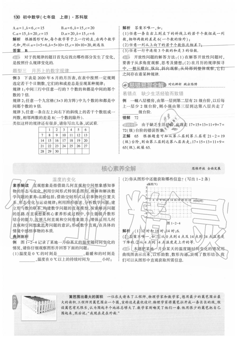 2020年教材课本七年级数学上册苏科版 参考答案第4页