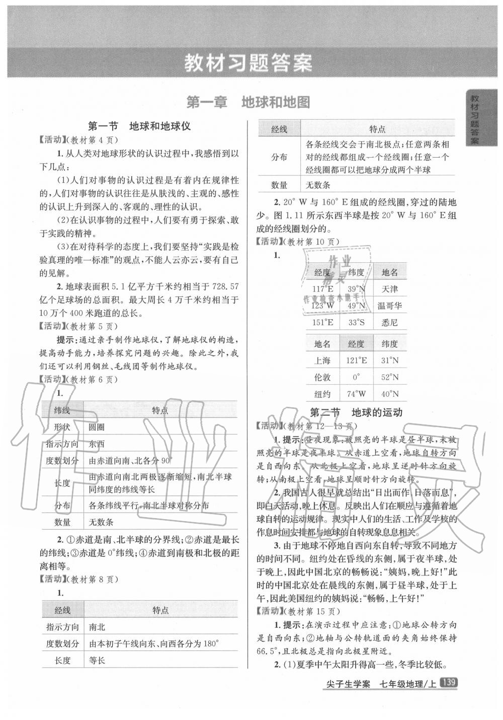 2020年教材課本七年級(jí)地理上冊人教版 第1頁