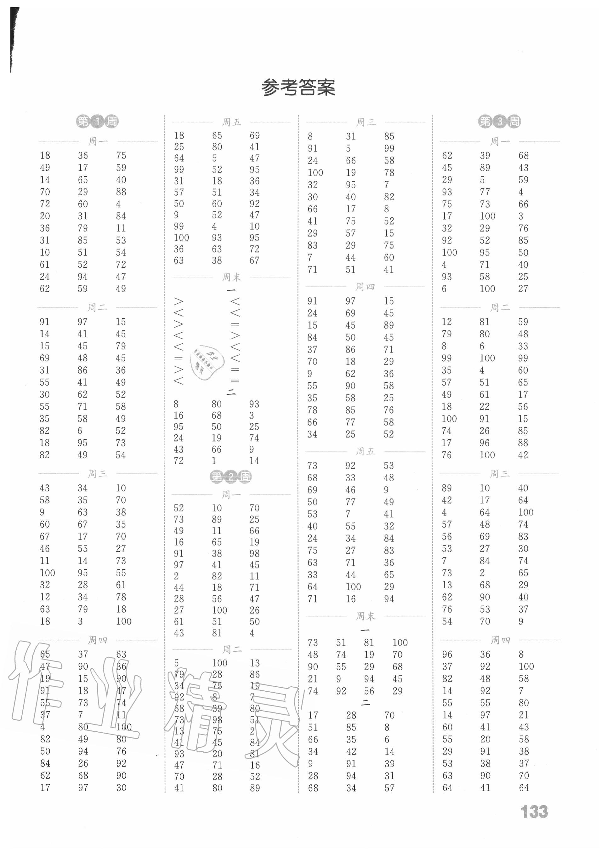 2020年通城學典小學數(shù)學計算能手二年級上冊北師大版 第1頁