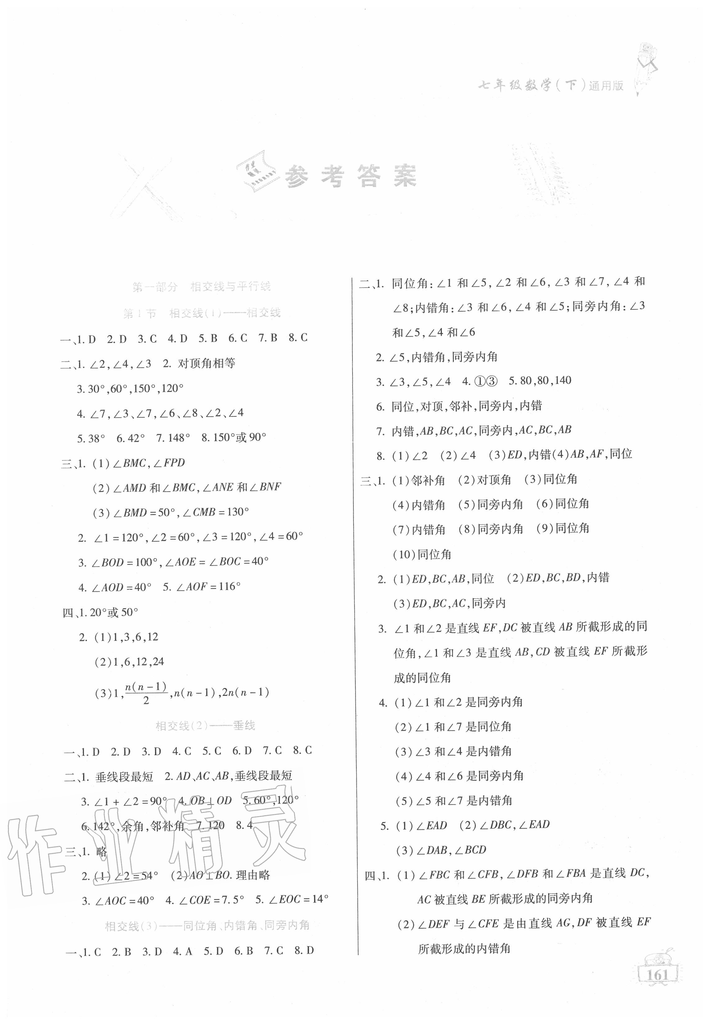 2020年名师点津七年级数学下册通用版 第1页