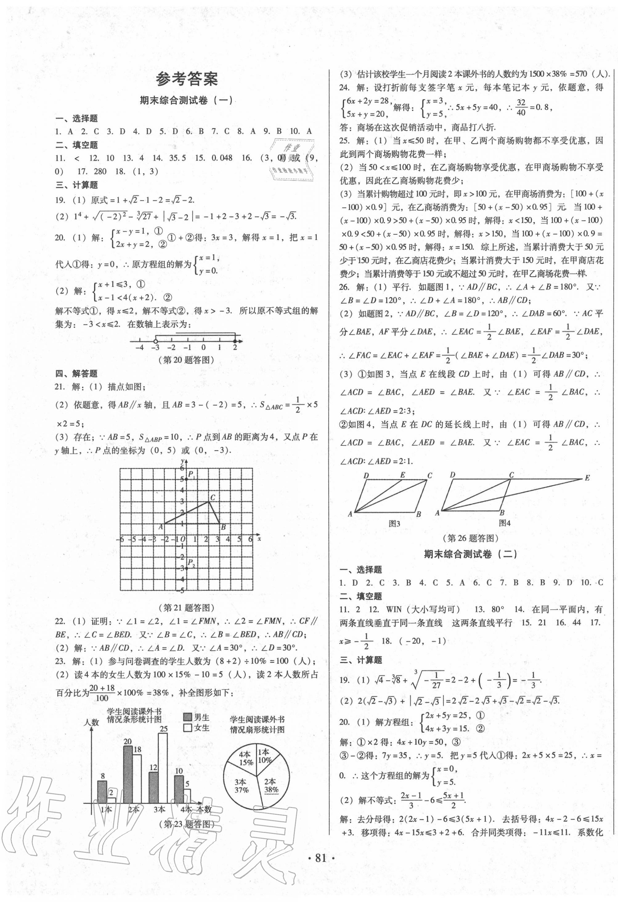 2020年学练考期末综合卷七年级数学人教版 第1页