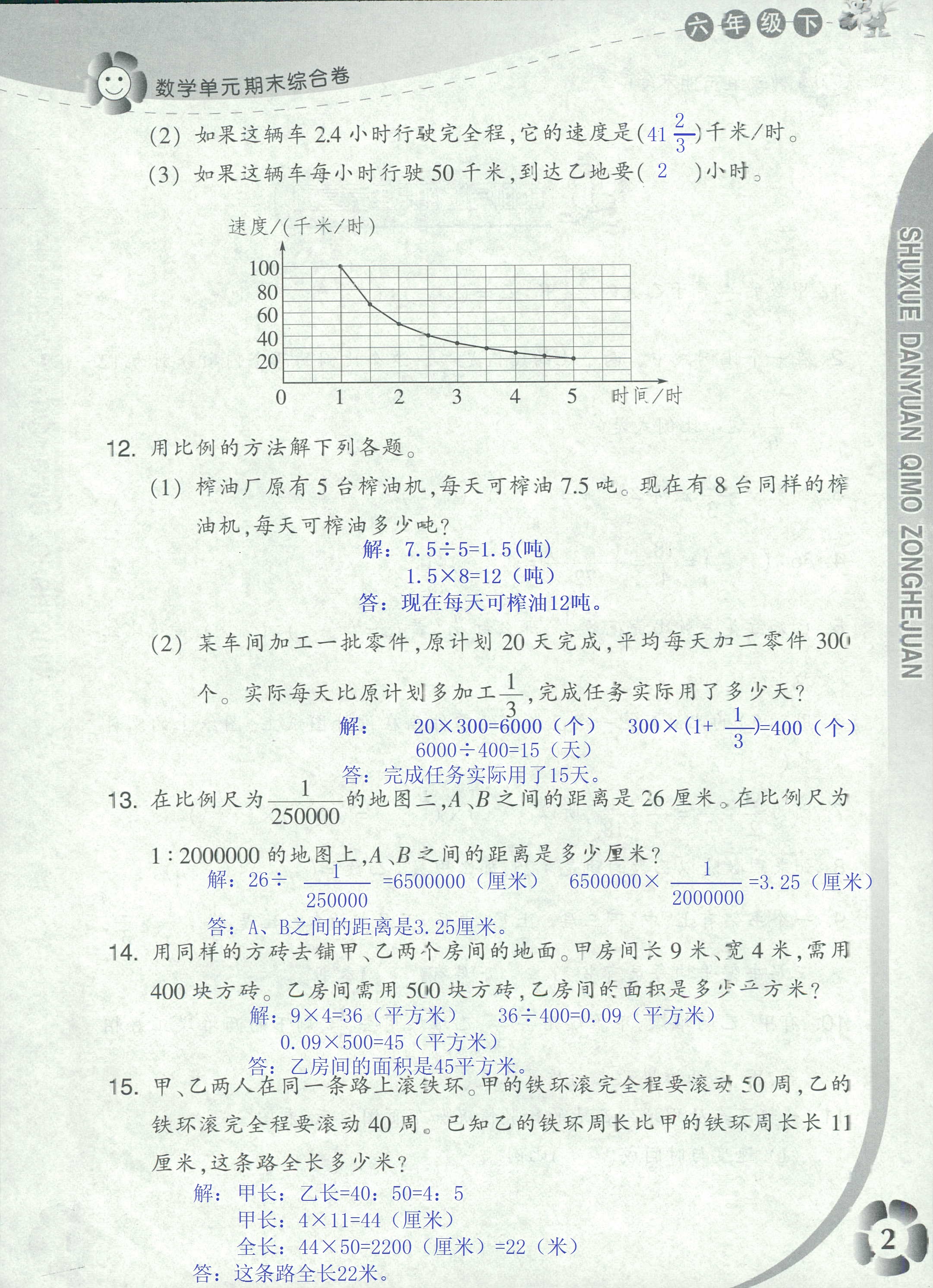 2020年单元期末综合卷六年级数学下册浙教版 第2页