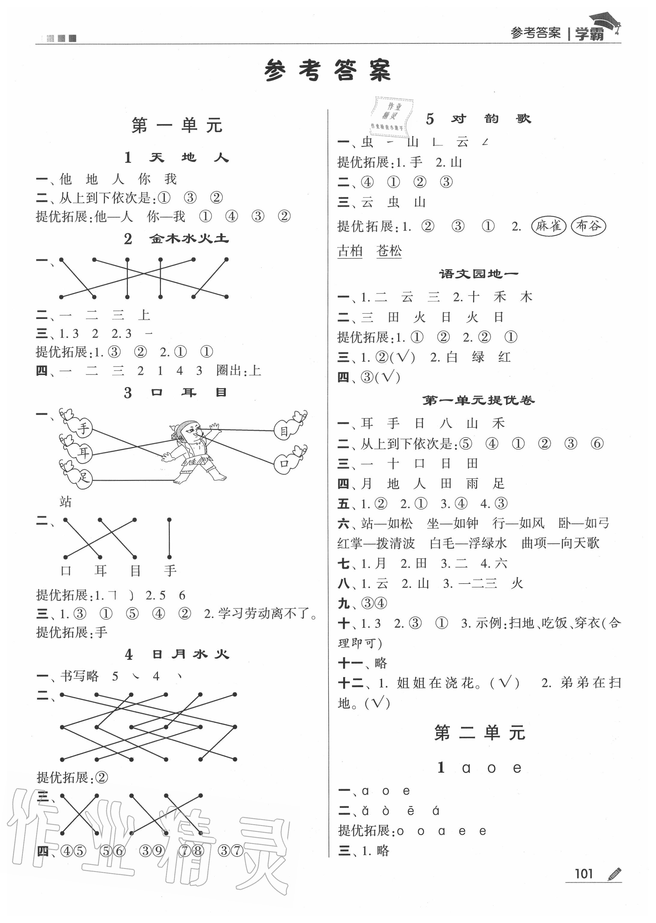 2020年學(xué)霸一年級(jí)語(yǔ)文上冊(cè)人教版 第1頁(yè)