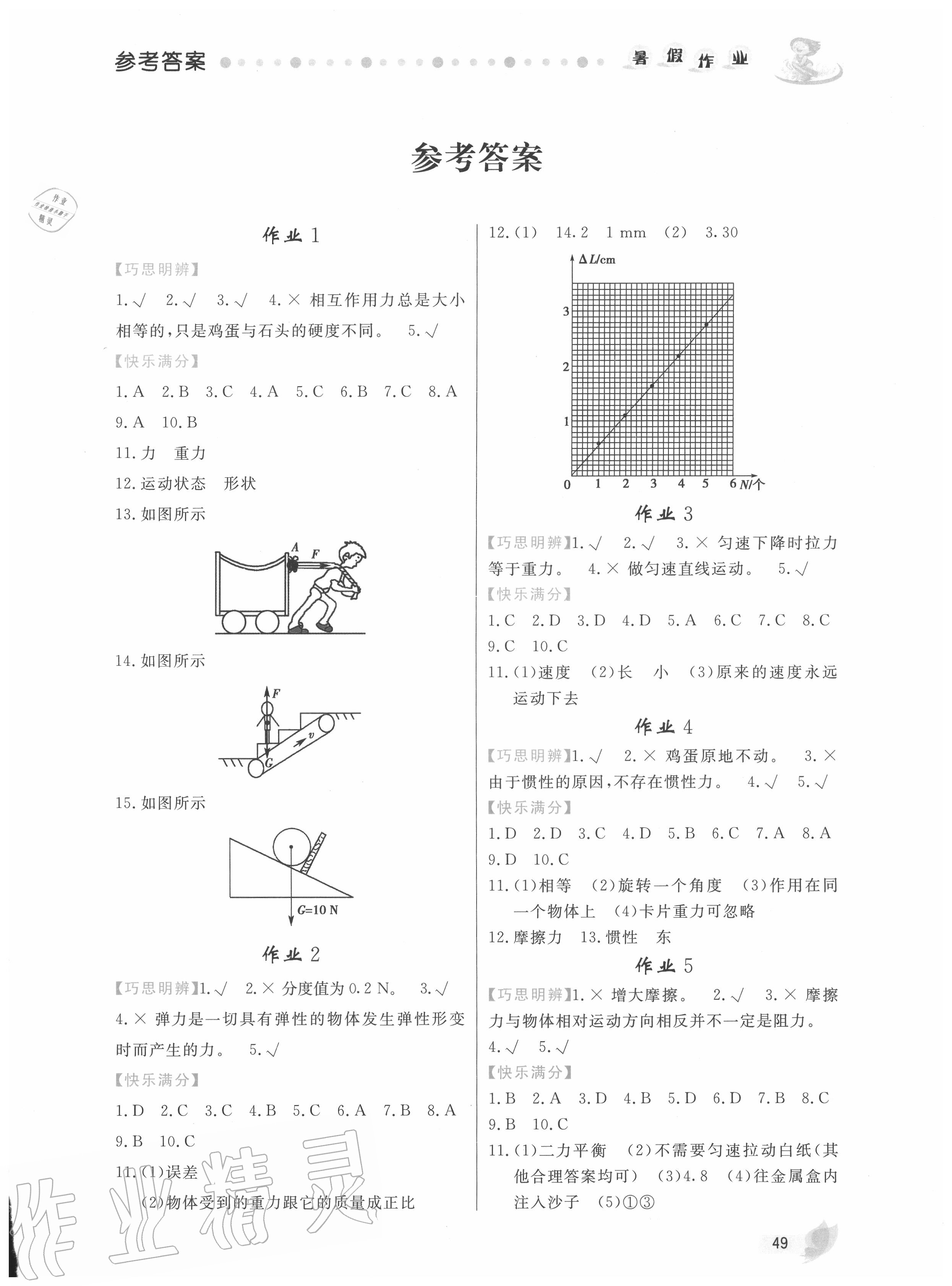 暑假作业八年级物理内蒙古人民出版社所有年代上下册答案大全—青夏