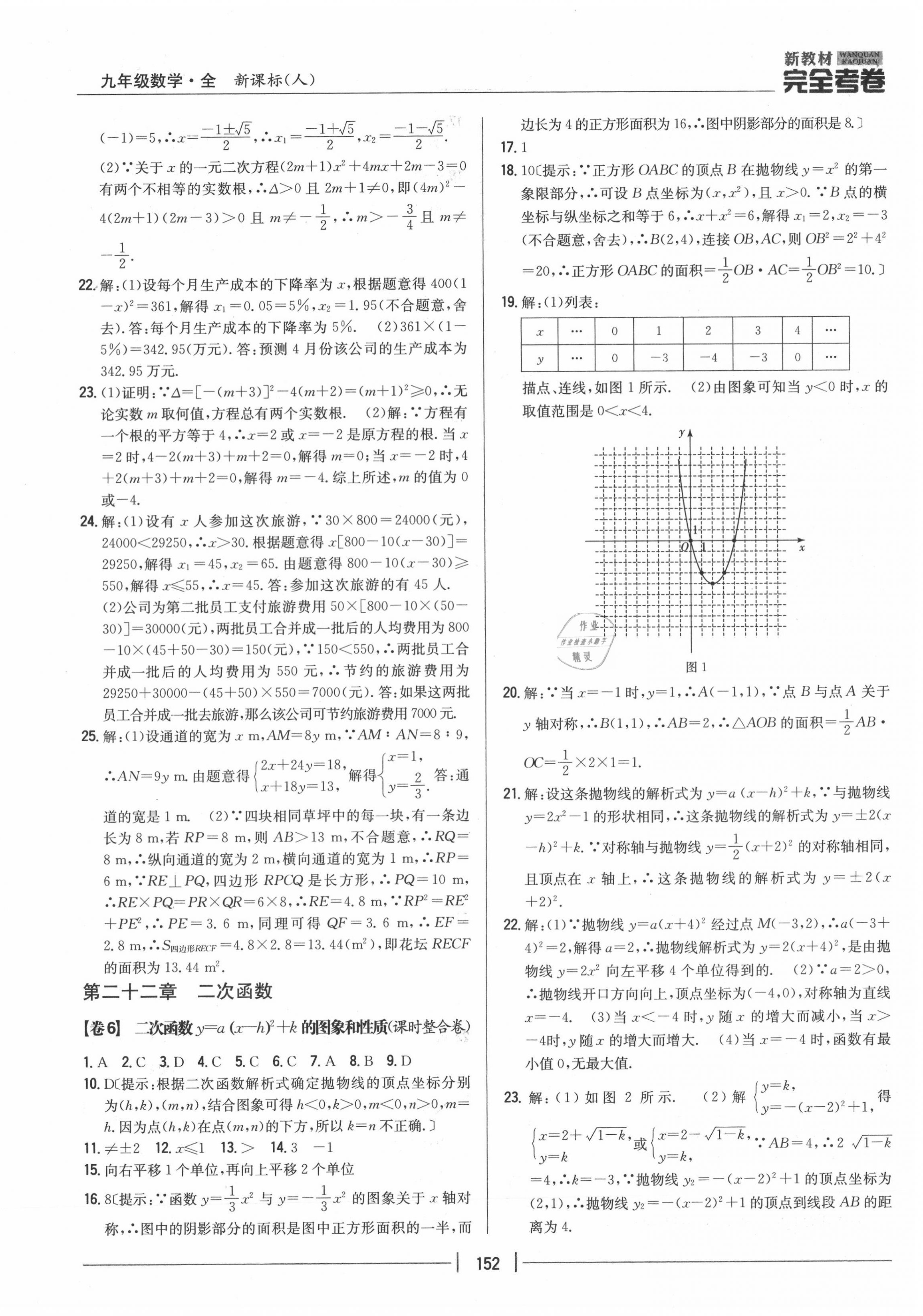 2020年完全考卷九年級(jí)數(shù)學(xué)全一冊(cè)人教版 參考答案第4頁