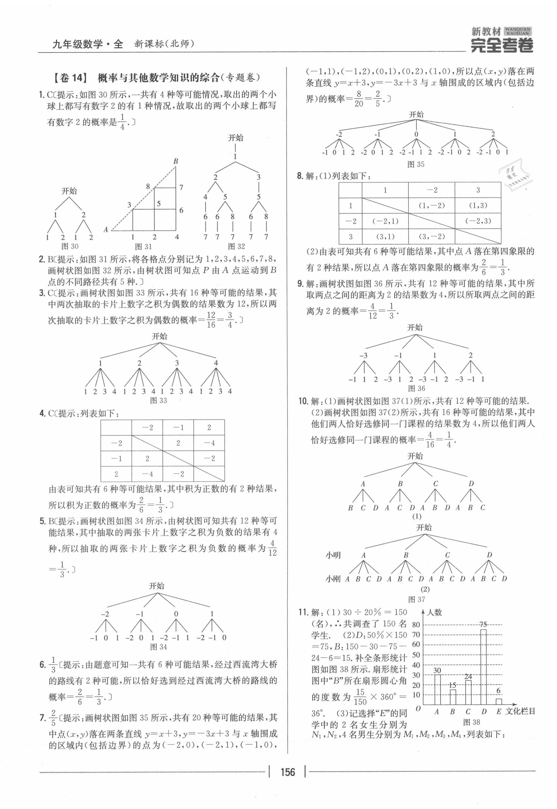 2020年完全考卷九年级数学全一册北师大版 参考答案第12页