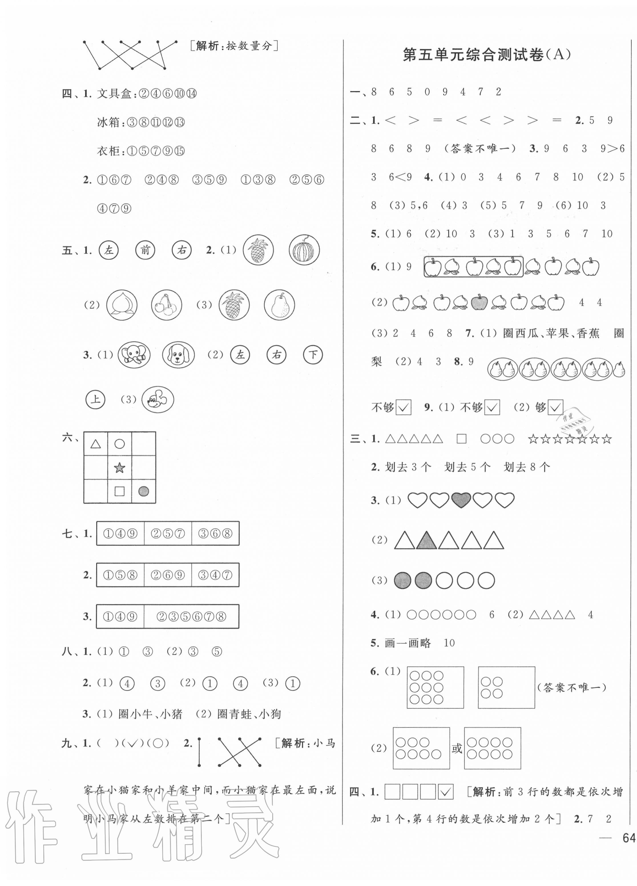 2020年亮點(diǎn)給力大試卷一年級(jí)數(shù)學(xué)上冊(cè)江蘇版 第3頁(yè)