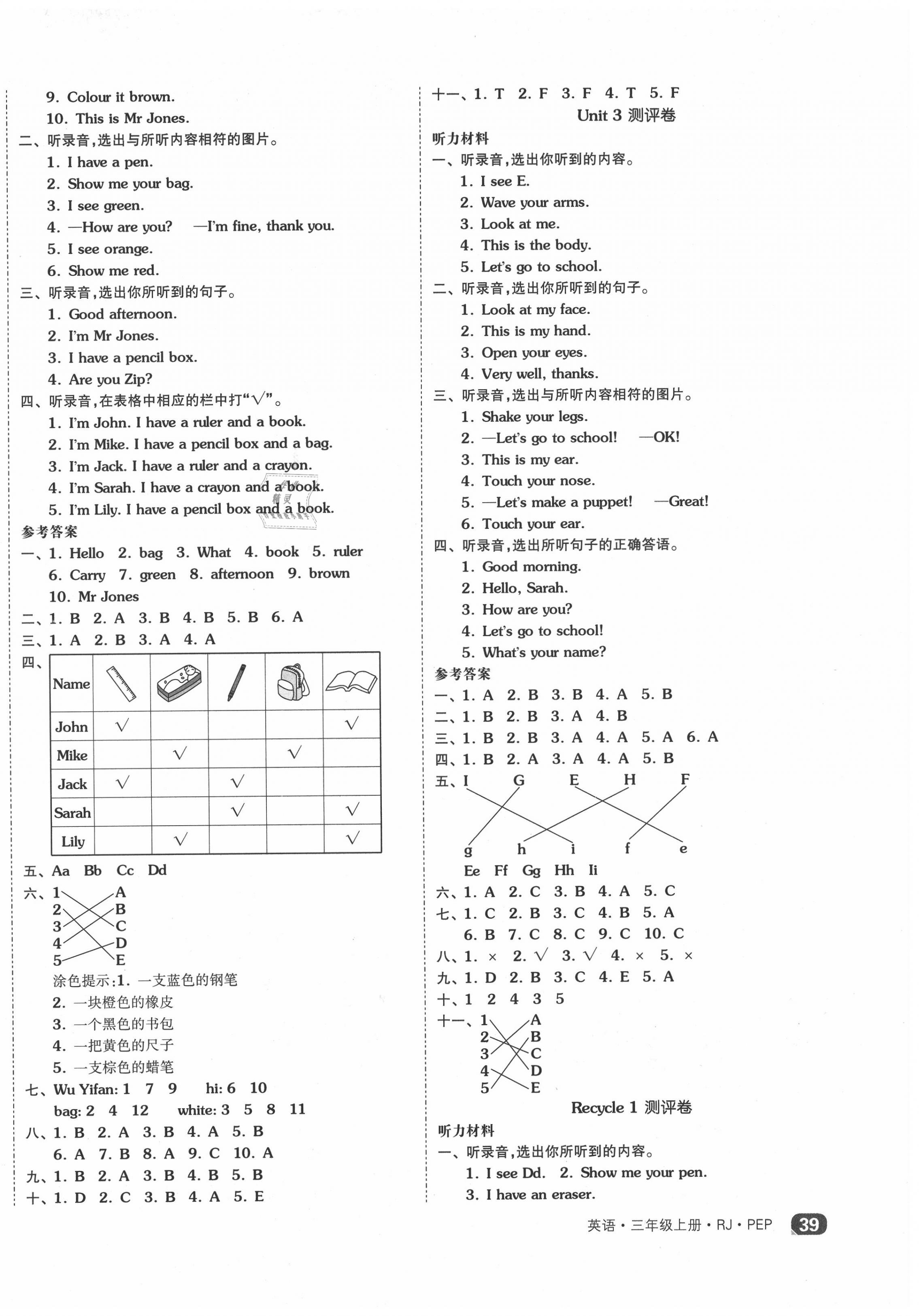 2020年全品小復習三年級英語上冊人教PEP版 第2頁