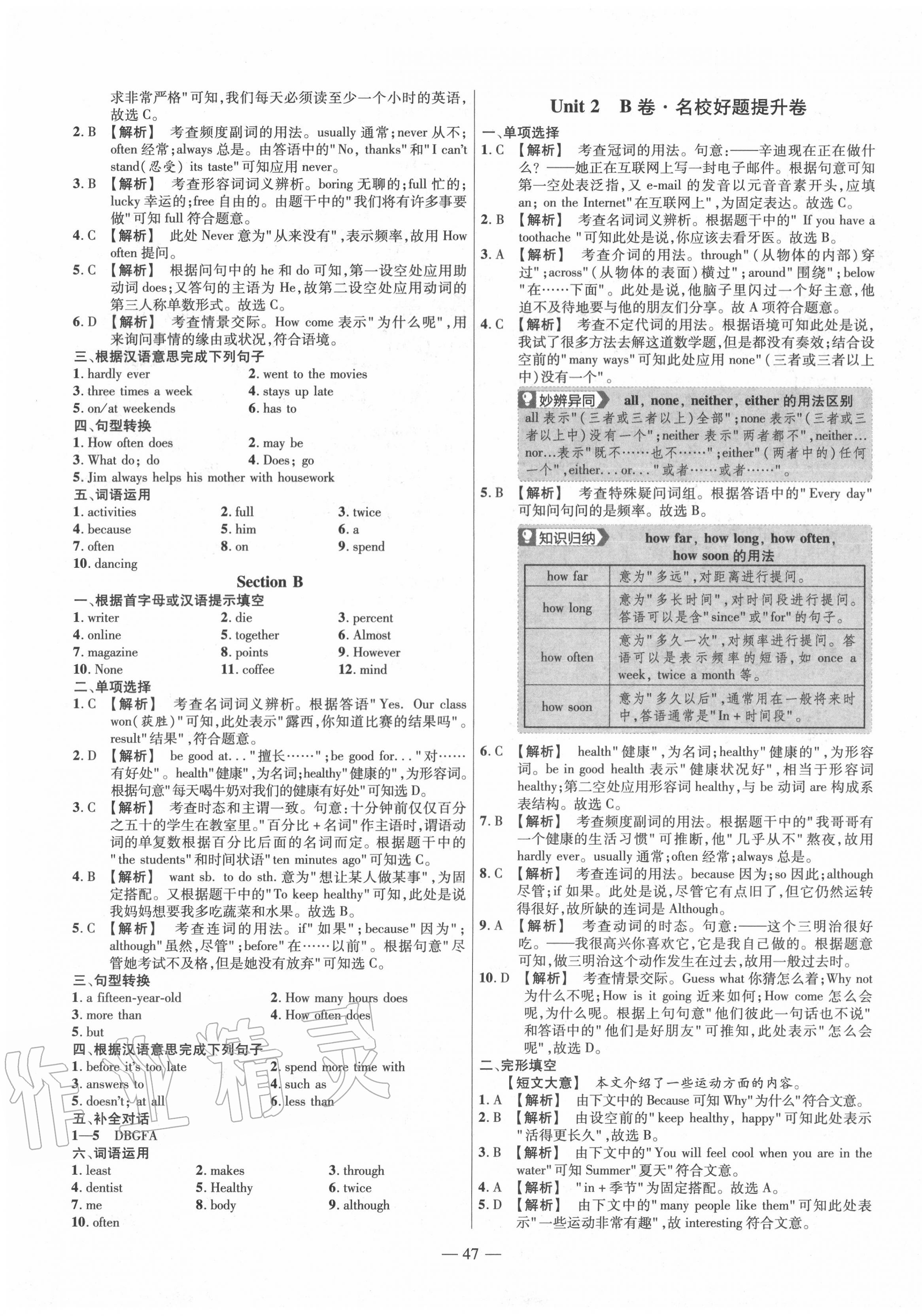 2020年金考卷活頁題選八年級英語上冊人教版 參考答案第3頁