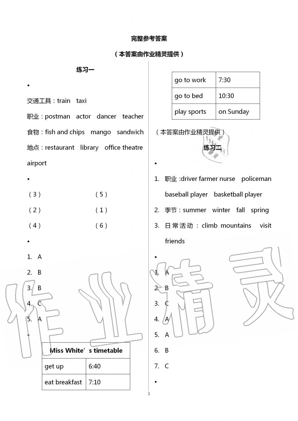 2020年暑假生活五年級英語人教版寧夏人民教育出版社 第1頁