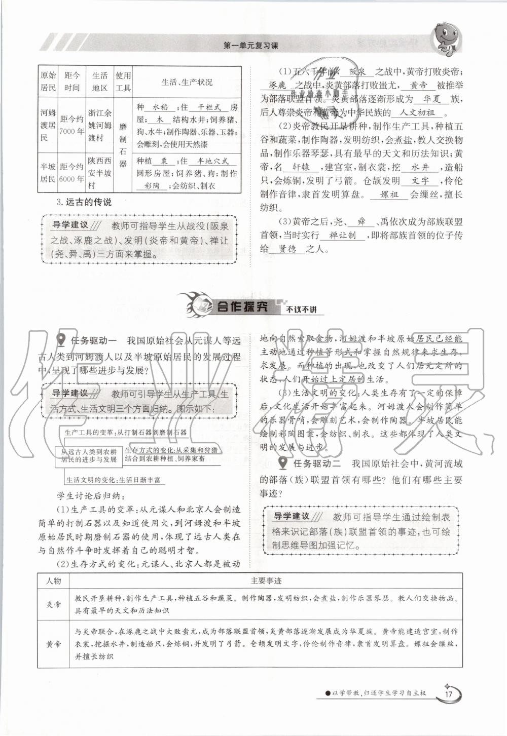 2020年金太陽導(dǎo)學(xué)案七年級歷史上冊人教版 參考答案第17頁