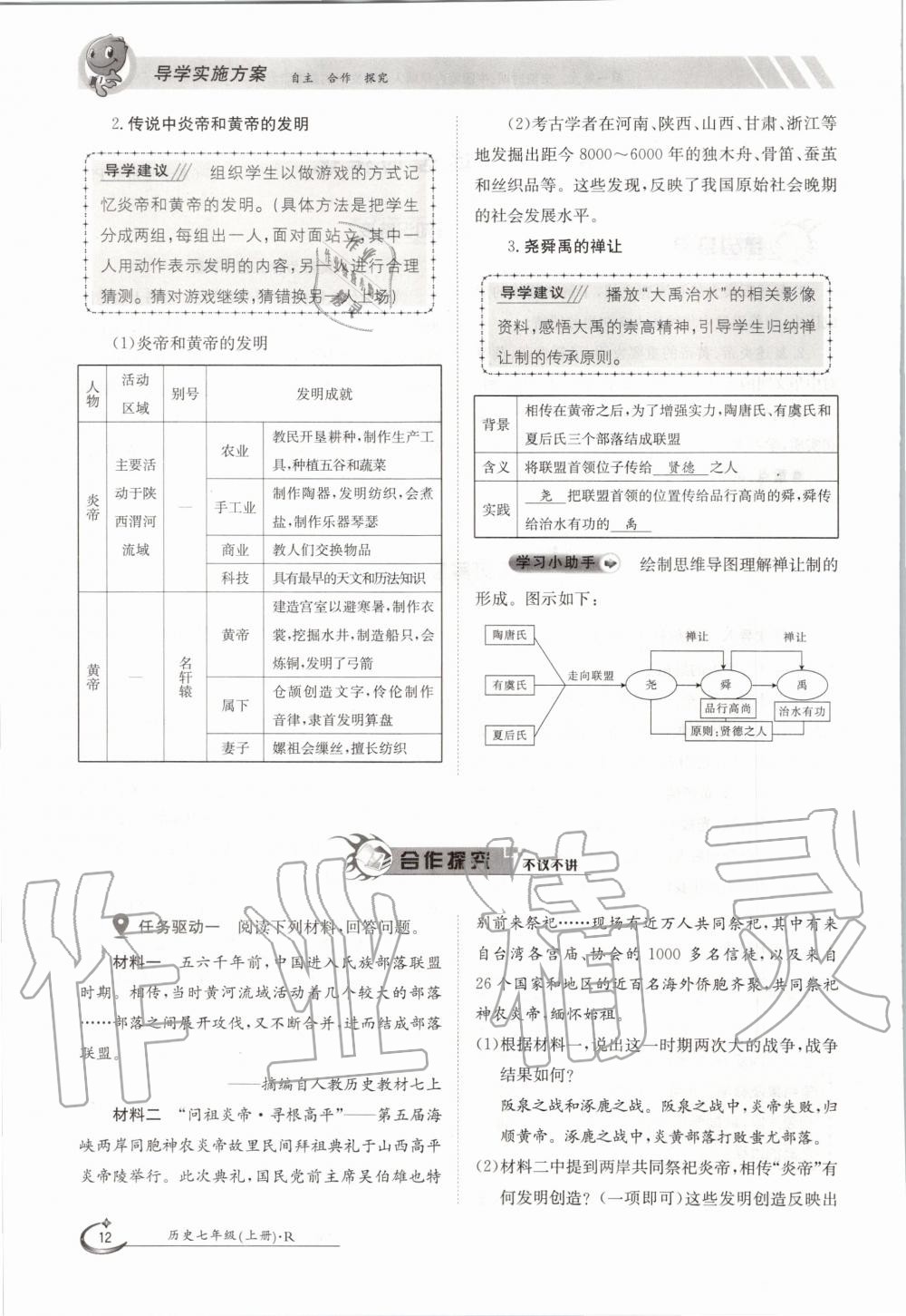 2020年金太陽導(dǎo)學(xué)案七年級歷史上冊人教版 參考答案第12頁