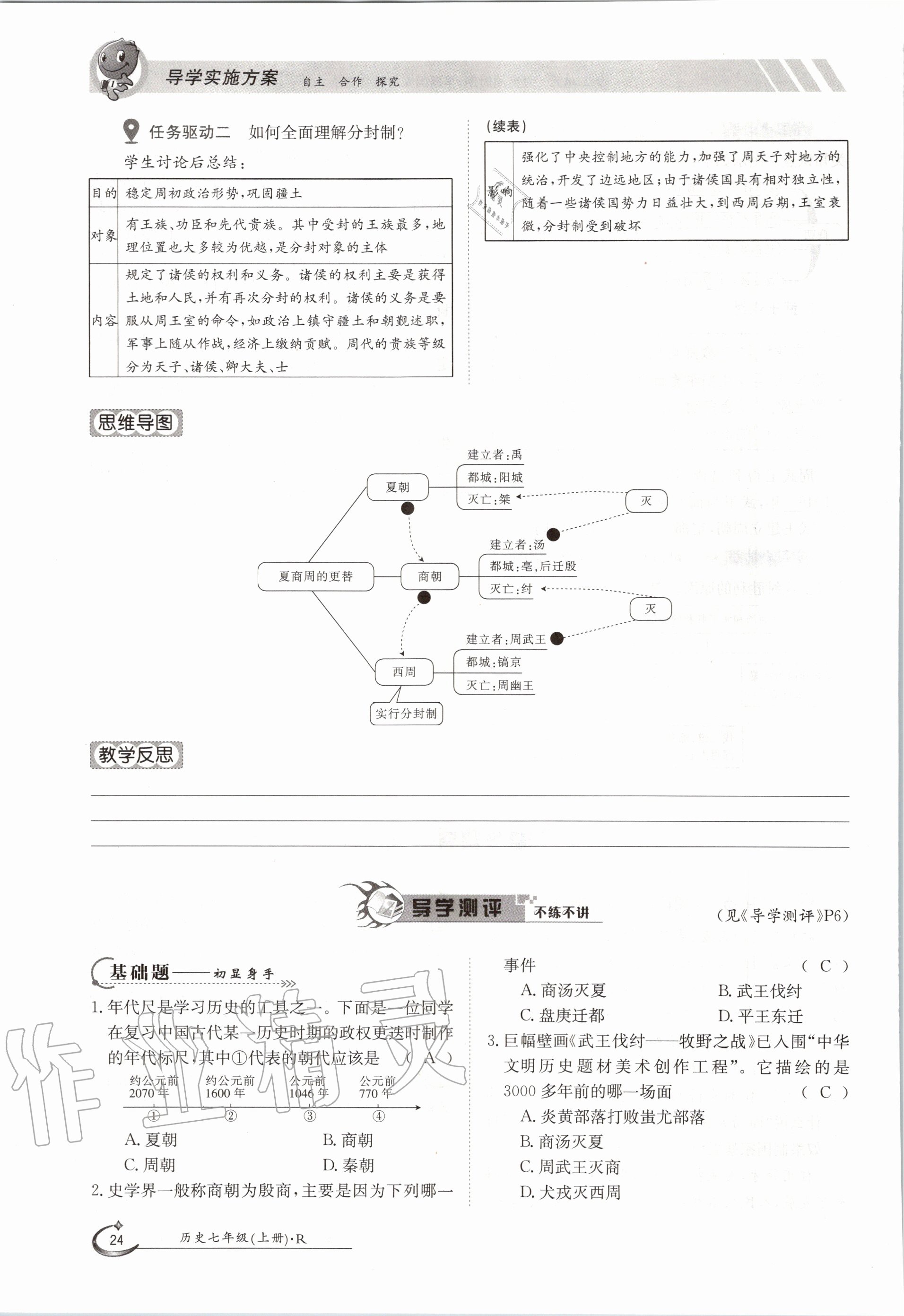 2020年金太陽(yáng)導(dǎo)學(xué)案七年級(jí)歷史上冊(cè)人教版 參考答案第24頁(yè)