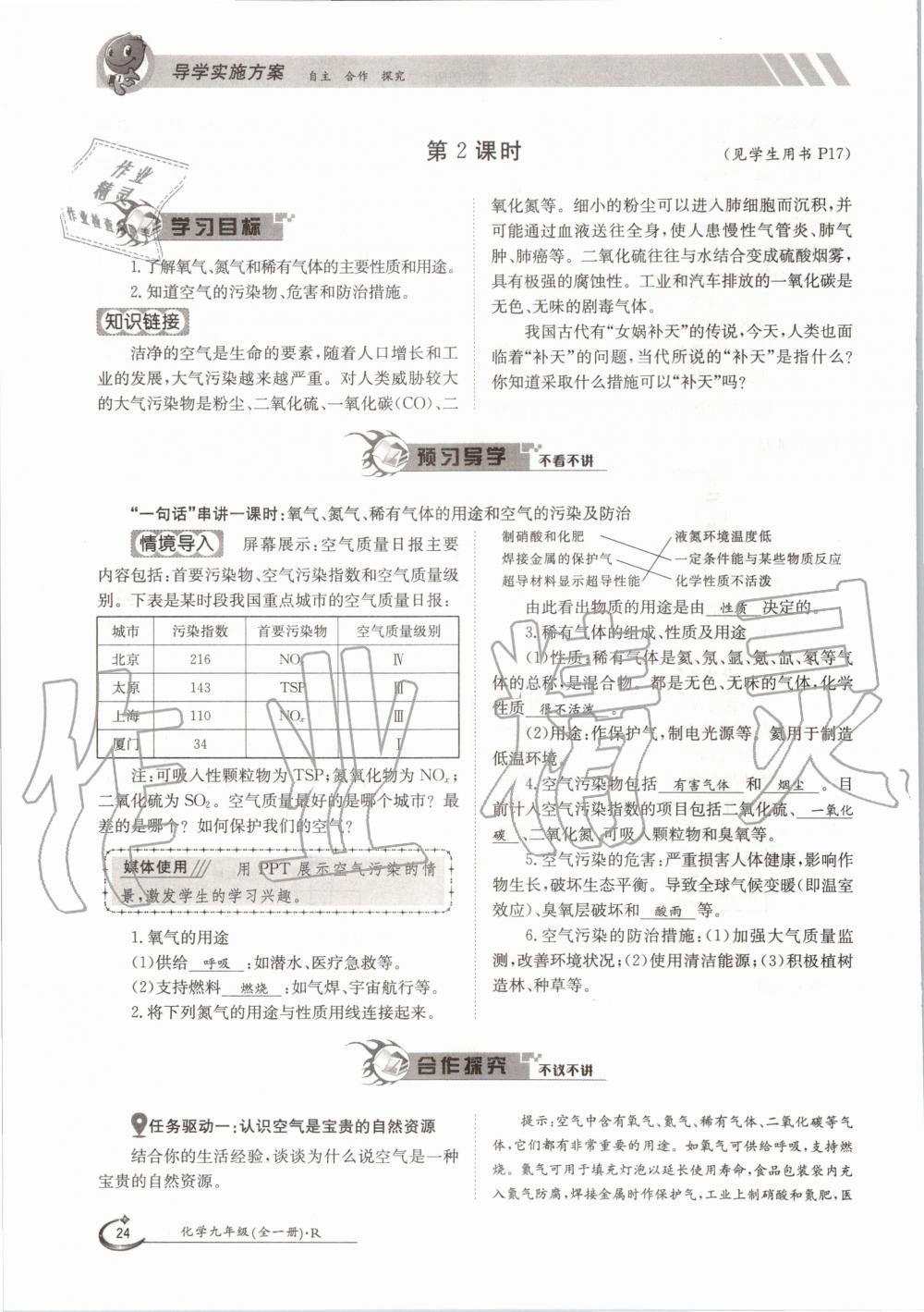 2020年金太陽導學案九年級化學全一冊人教版 參考答案第24頁