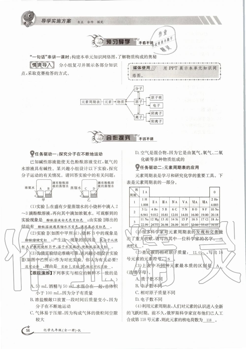 2020年金太陽導(dǎo)學(xué)案九年級(jí)化學(xué)全一冊(cè)人教版 參考答案第56頁