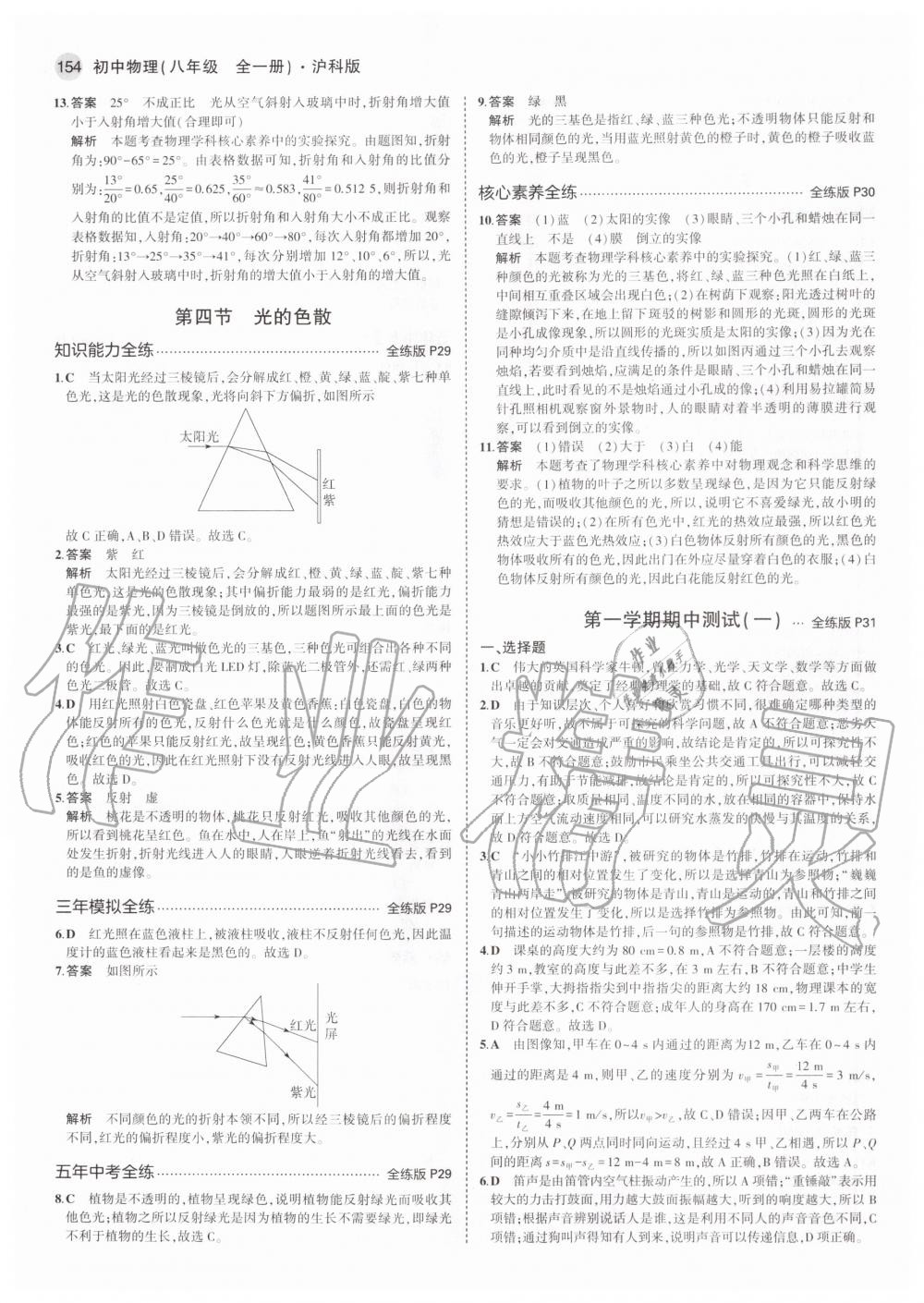 2020年5年中考3年模擬初中物理八年級(jí)全一冊(cè)滬科版 參考答案第12頁(yè)