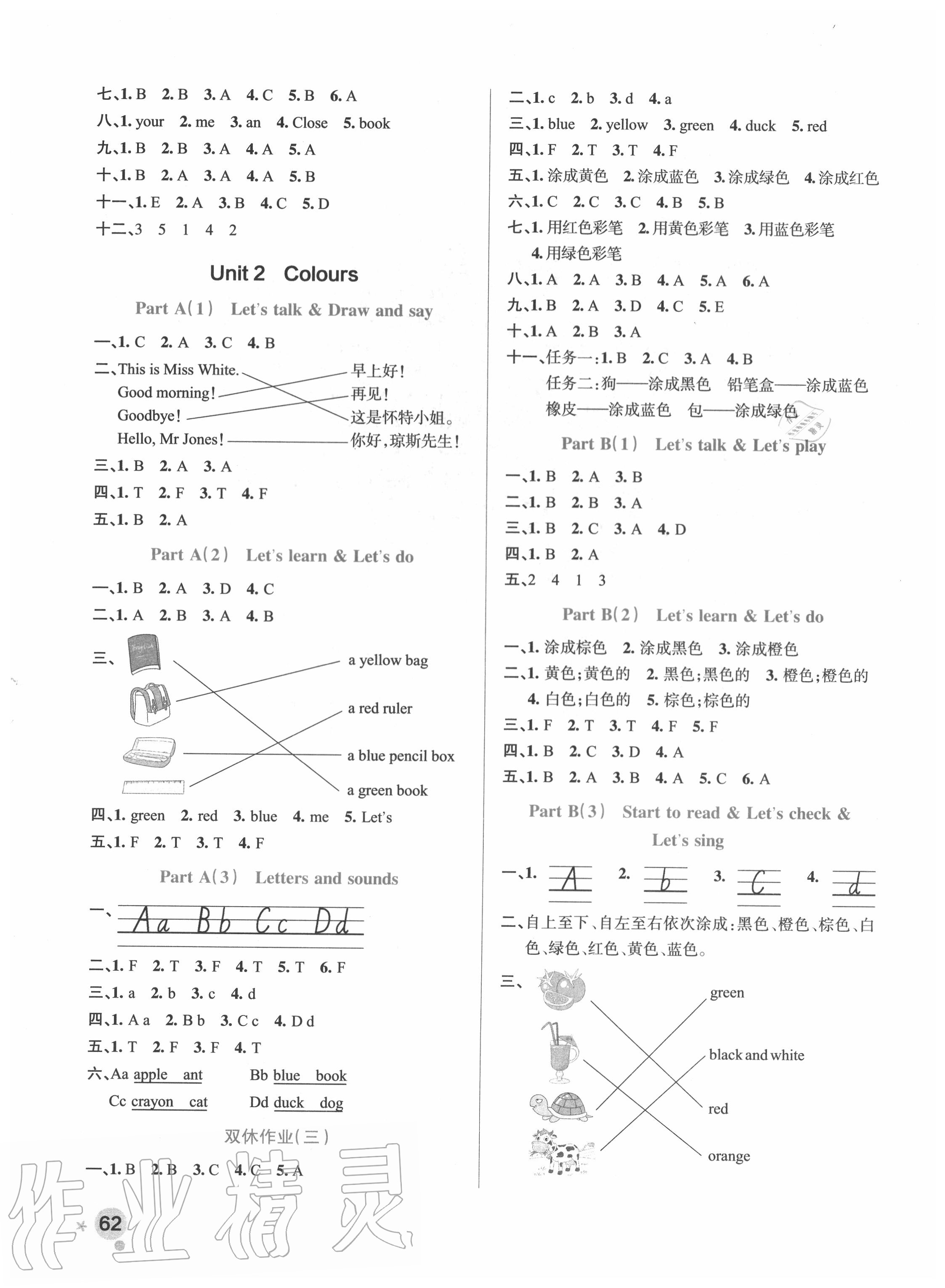 2020年小學(xué)學(xué)霸作業(yè)本三年級(jí)英語(yǔ)上冊(cè)人教版 參考答案第2頁(yè)