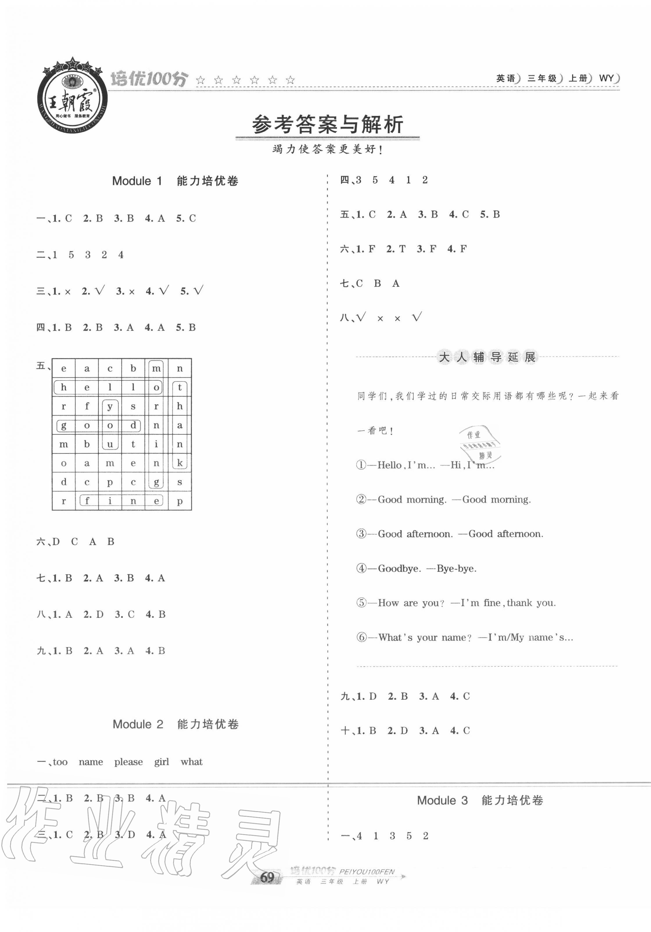 2020年王朝霞培優(yōu)100分三年級(jí)英語上冊(cè)外研版 第1頁(yè)