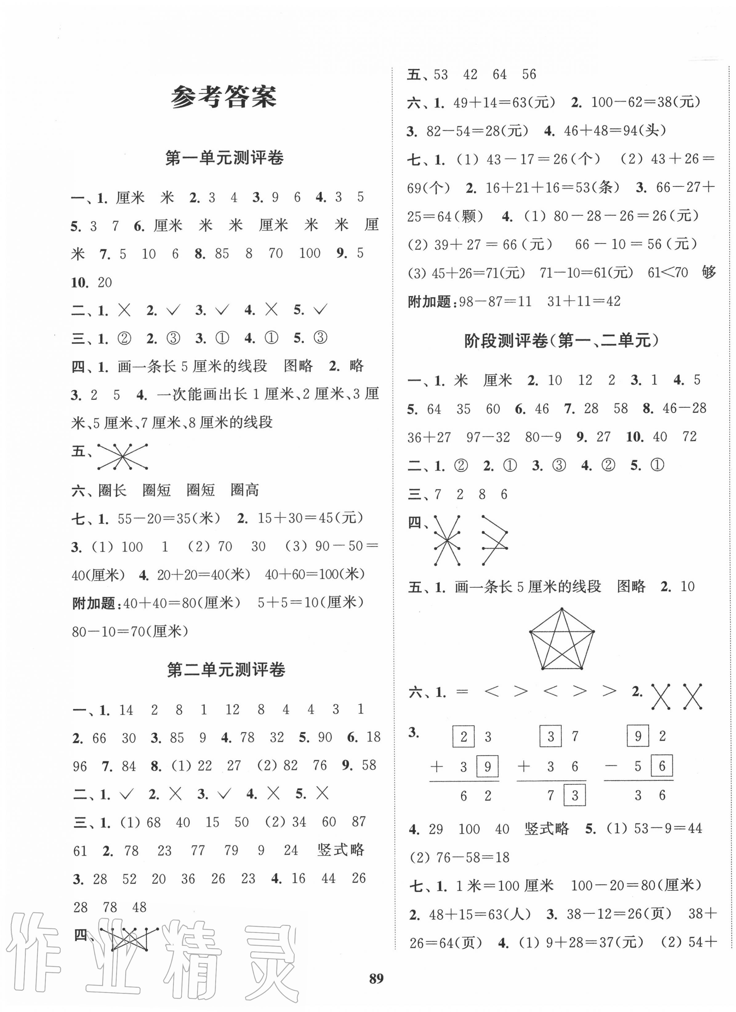 2020年通城學(xué)典全程測評卷二年級數(shù)學(xué)上冊人教版 第1頁