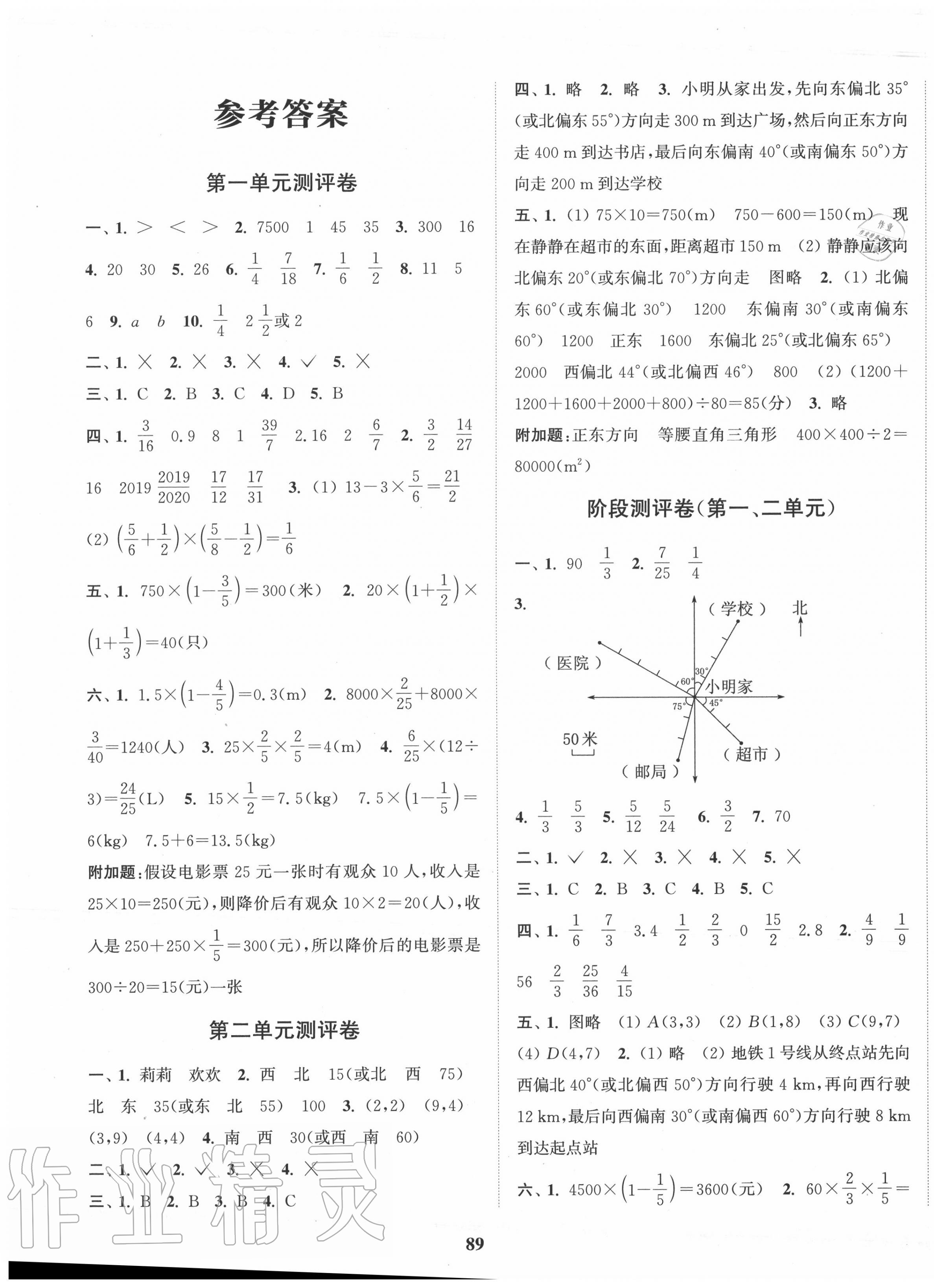 2020年通城學典全程測評卷六年級數(shù)學上冊人教版 第1頁