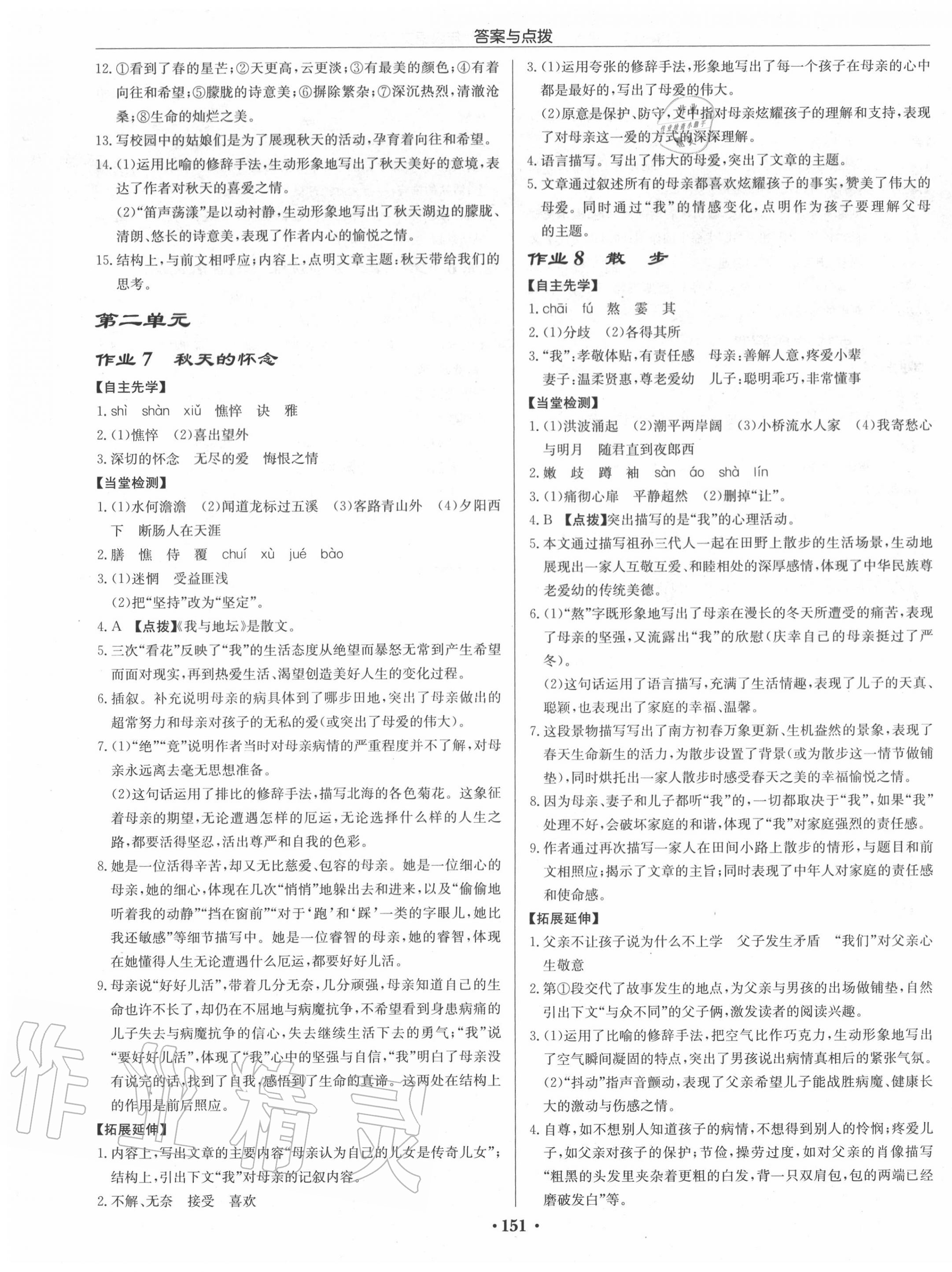 2020年启东中学作业本七年级语文上册人教版徐州专版 第3页