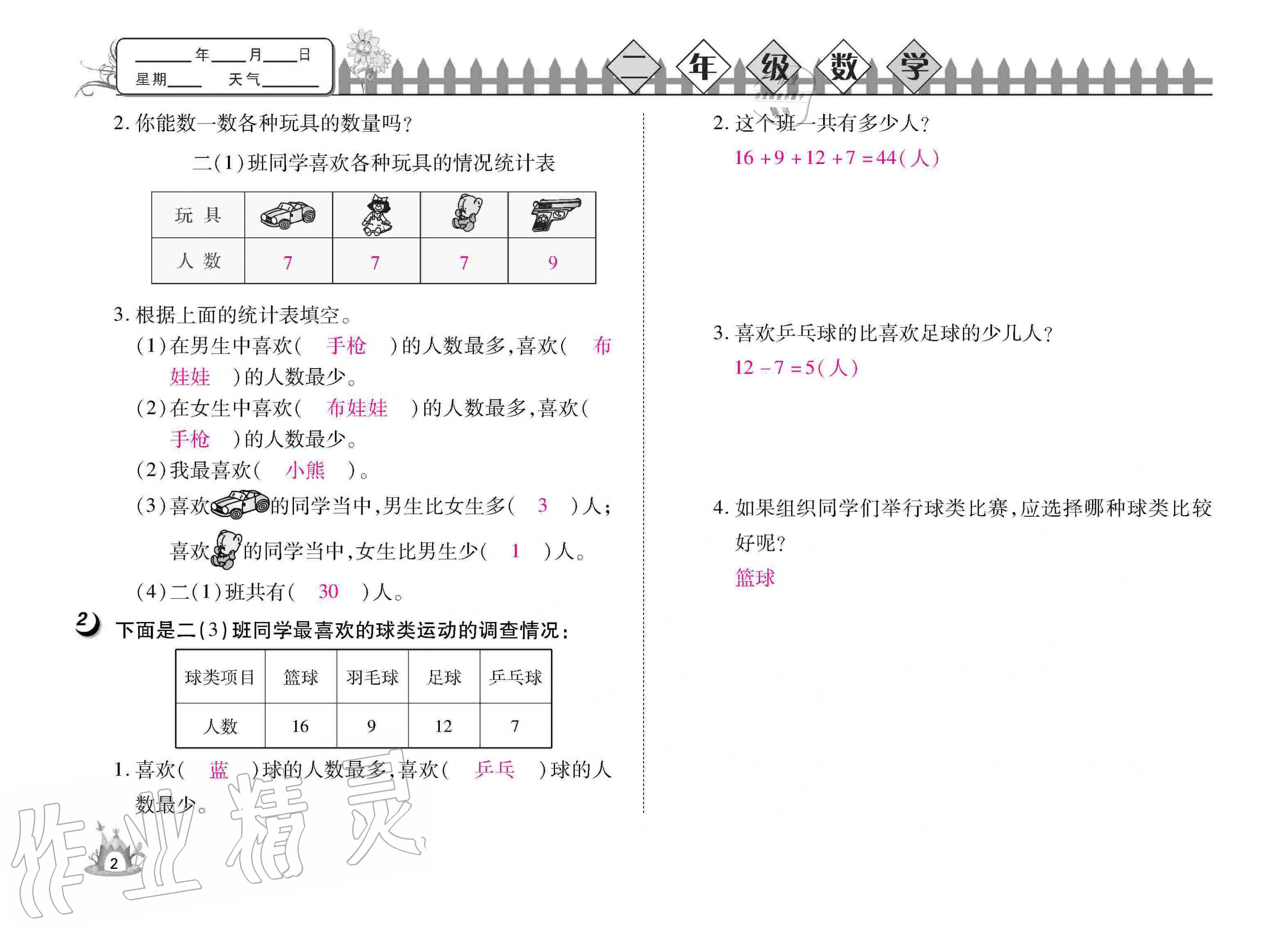 2020年Happy暑假作業(yè)快樂暑假二年級數(shù)學(xué)武漢大學(xué)出版社 參考答案第4頁