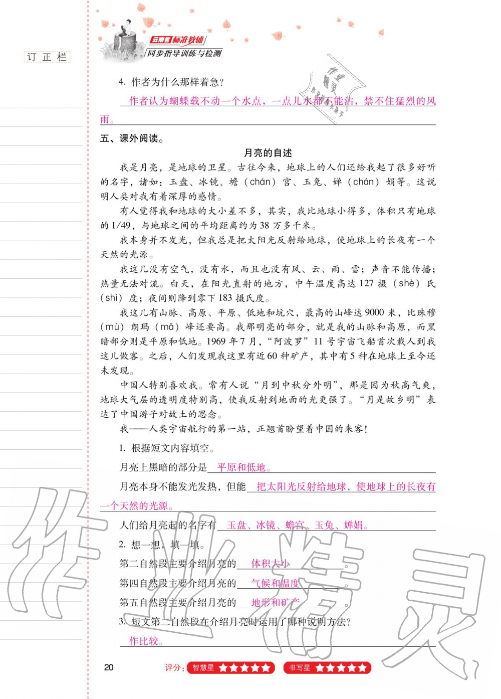 2020年云南省标准教辅同步指导训练与检测四年级语文上册人教版 第19页