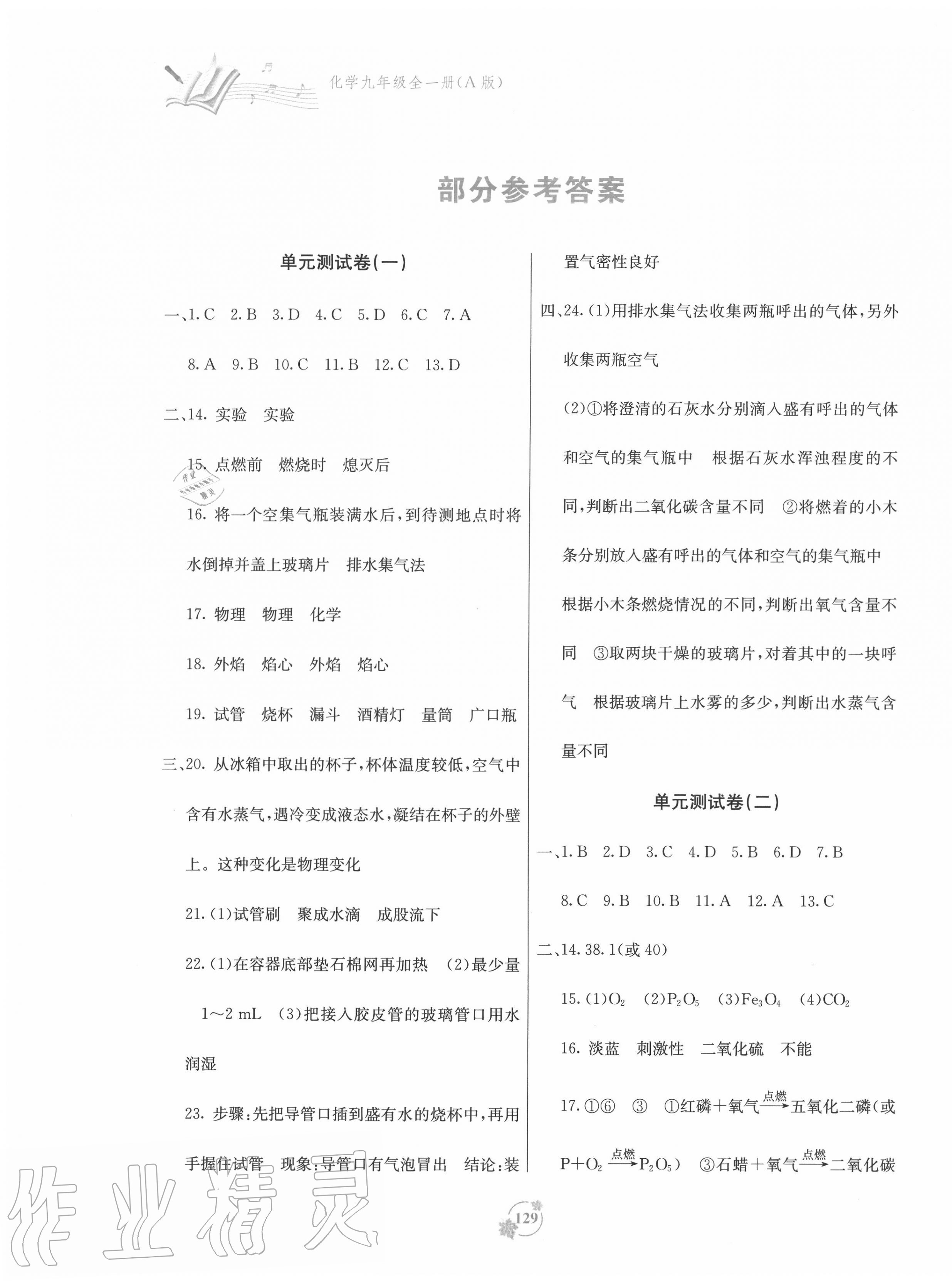 2020年自主学习能力测评单元测试九年级化学全一册人教版 第1页