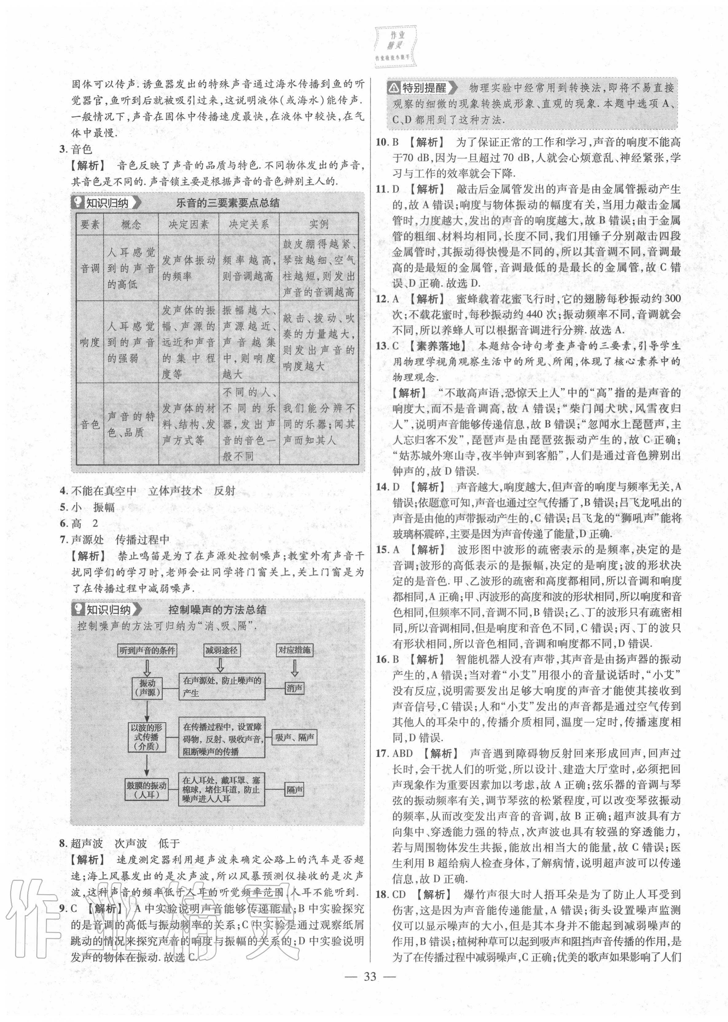 2020年金考卷活頁題選八年級物理上冊滬粵版 參考答案第3頁