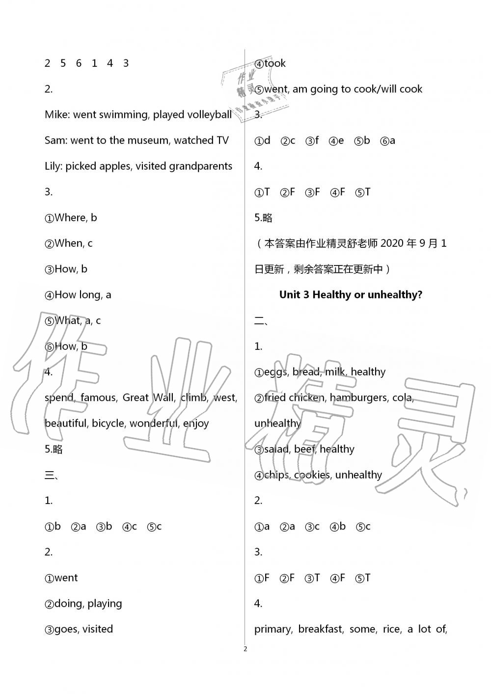 2020年知識(shí)與能力訓(xùn)練六年級(jí)英語(yǔ)評(píng)價(jià)手冊(cè)第十一冊(cè)滬教版 第2頁(yè)