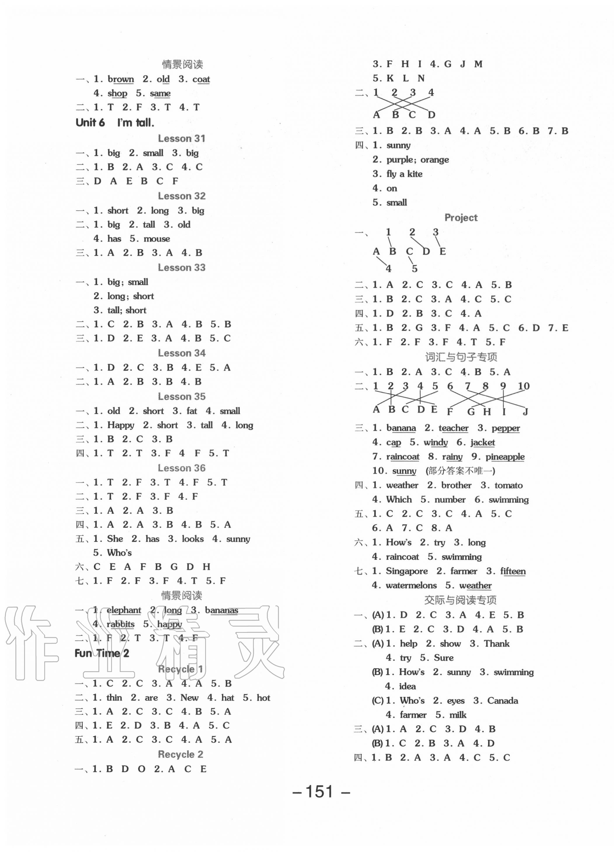 2020年全品學(xué)練考四年級(jí)英語(yǔ)上冊(cè)人教精通版 參考答案第3頁(yè)