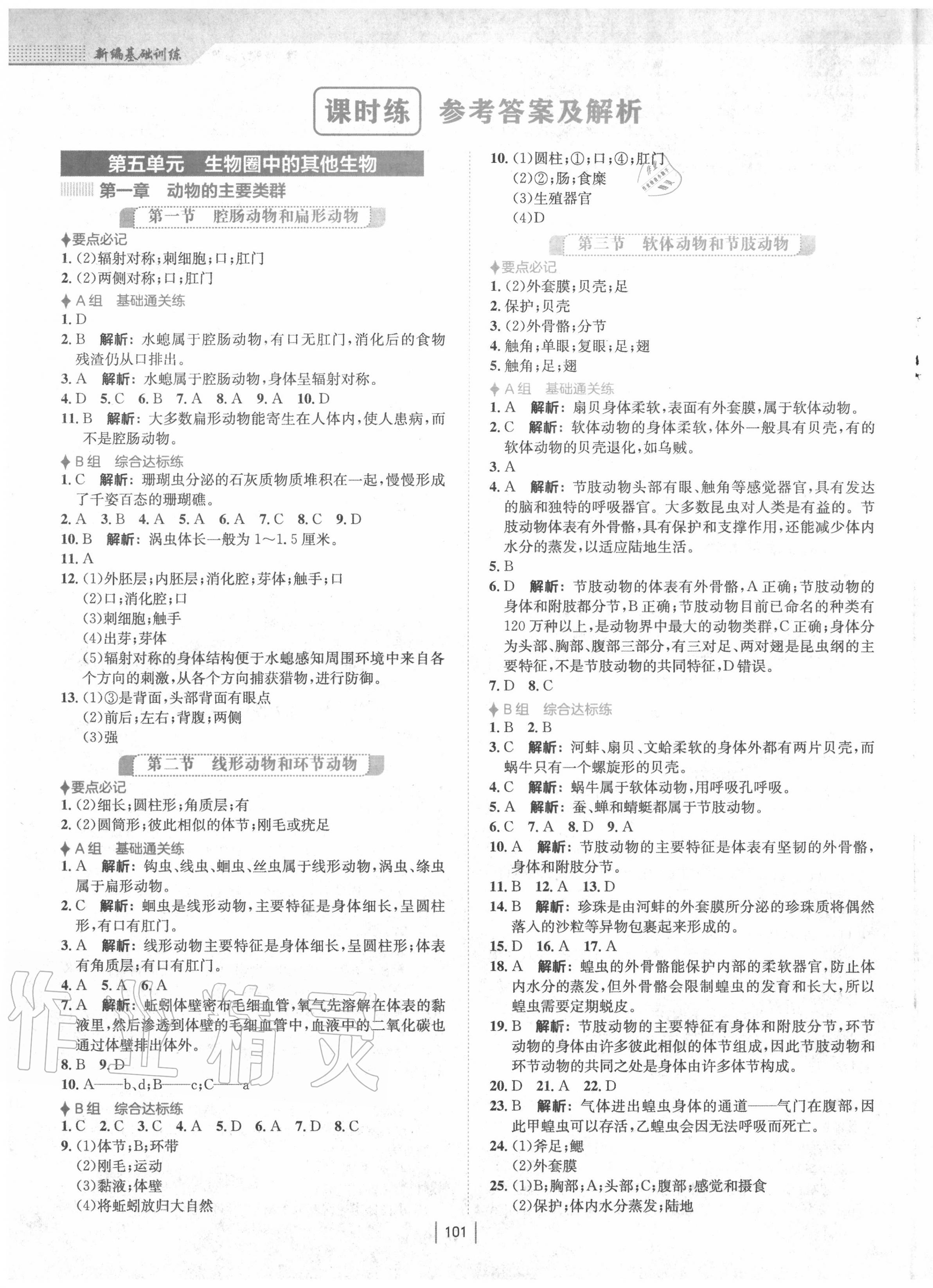 2020年新編基礎(chǔ)訓(xùn)練八年級生物上冊人教版 第1頁