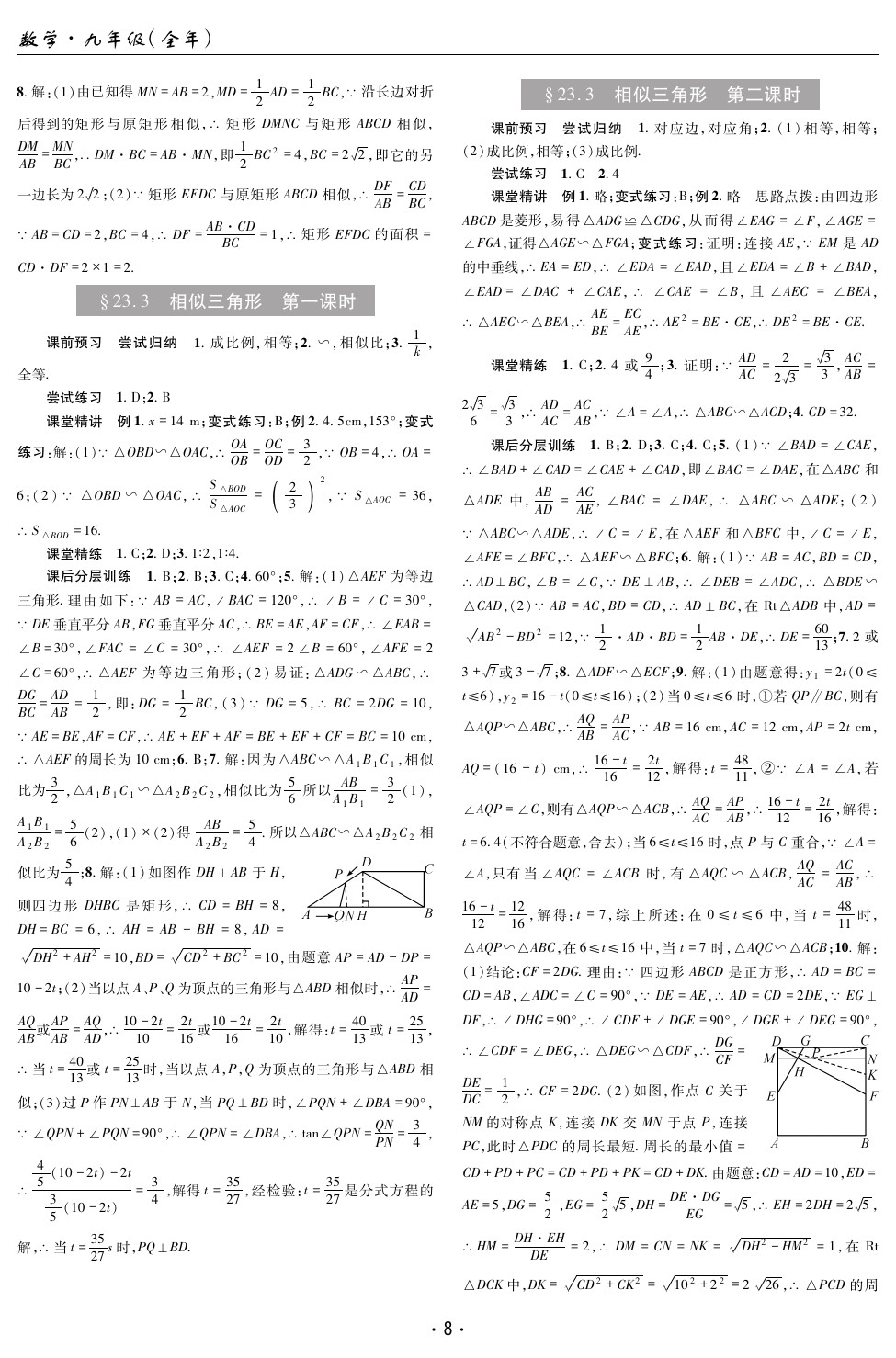 2020年理科爱好者九年级数学华师大版 参考答案第7页