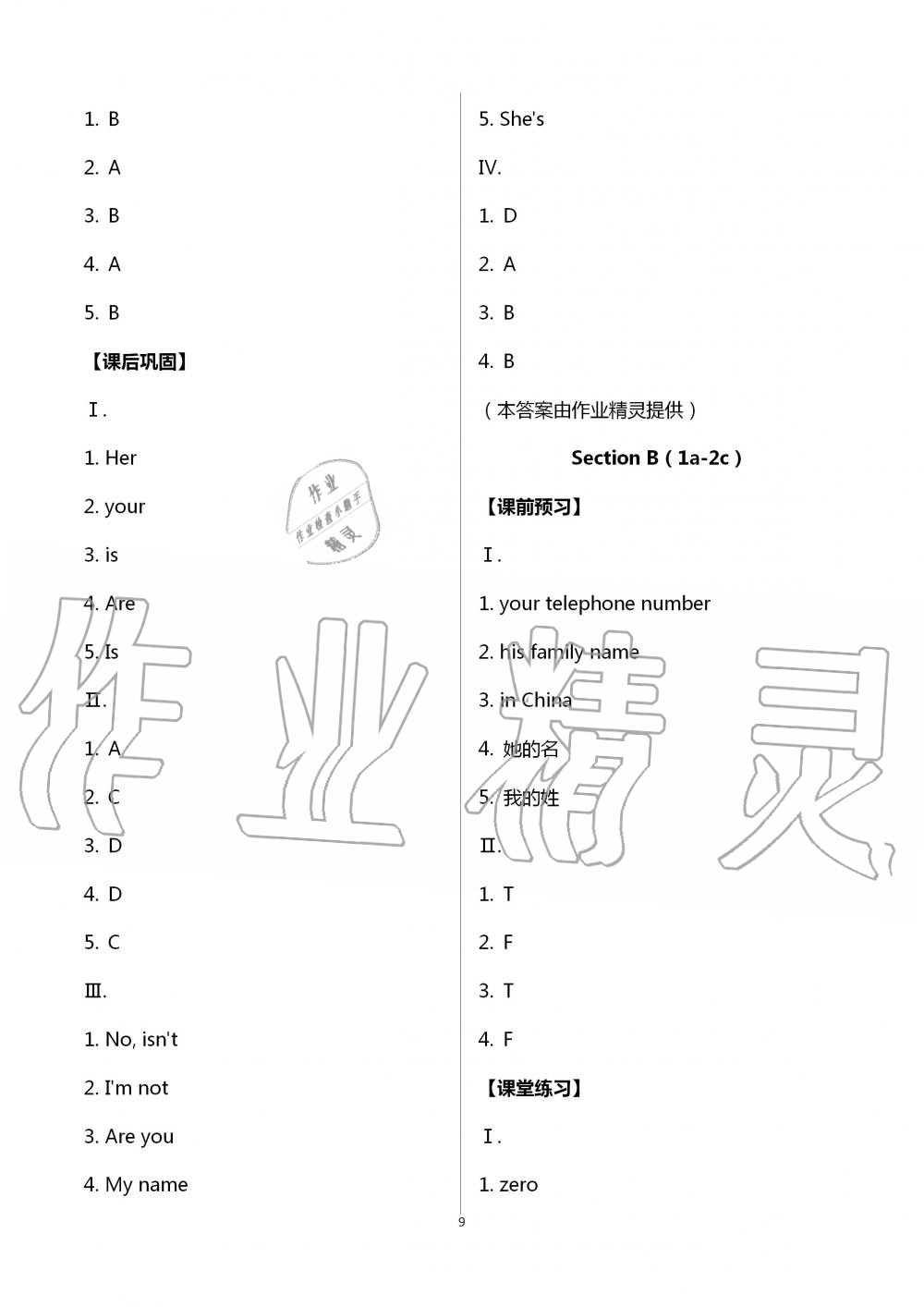 2020年學(xué)習(xí)指要七年級英語上冊人教版 第9頁