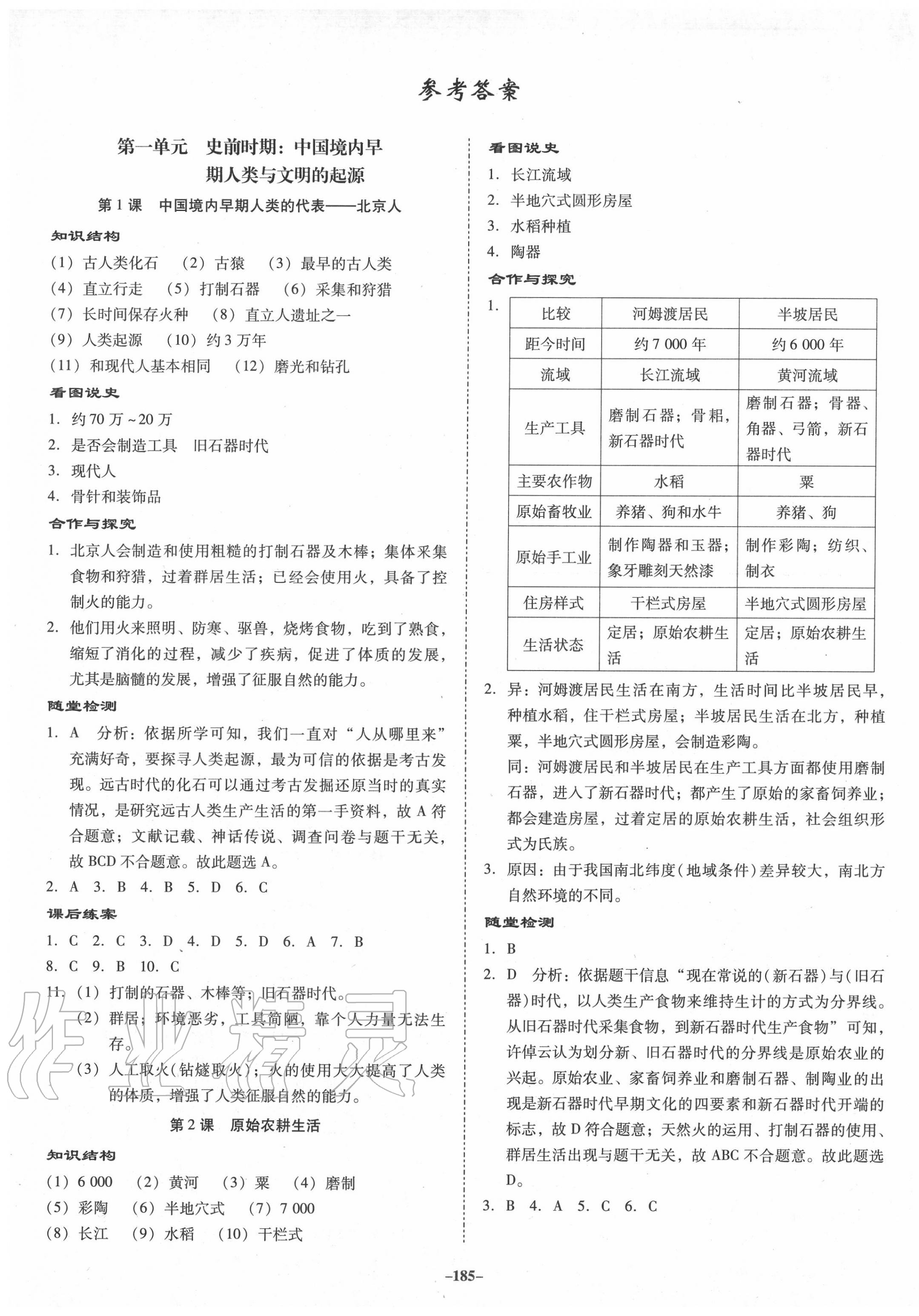 2020年百年学典金牌导学案七年级中国历史上册人教版 第1页