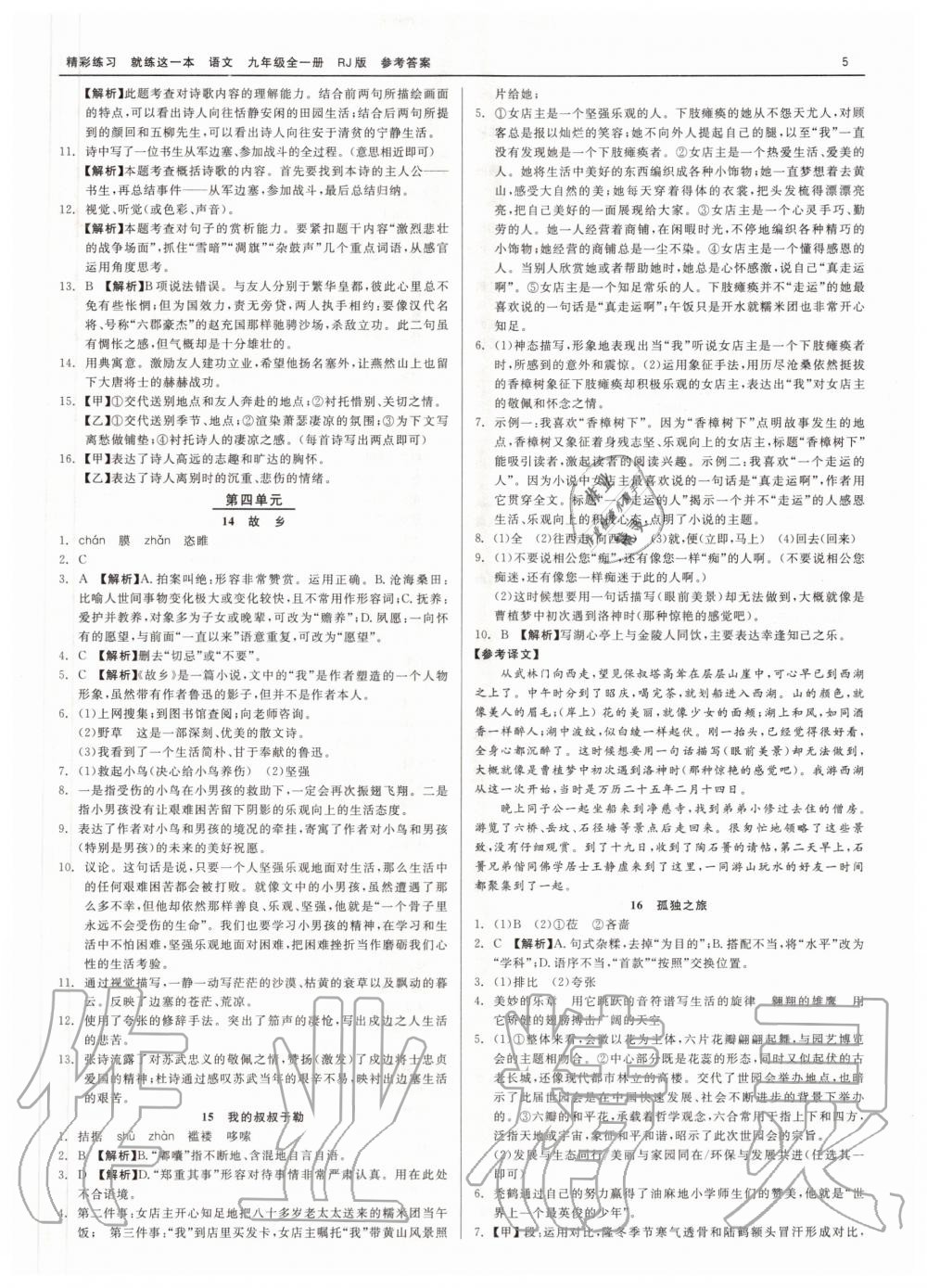 2020年精彩練習(xí)就練這一本九年級(jí)語(yǔ)文全一冊(cè)人教版 第5頁(yè)