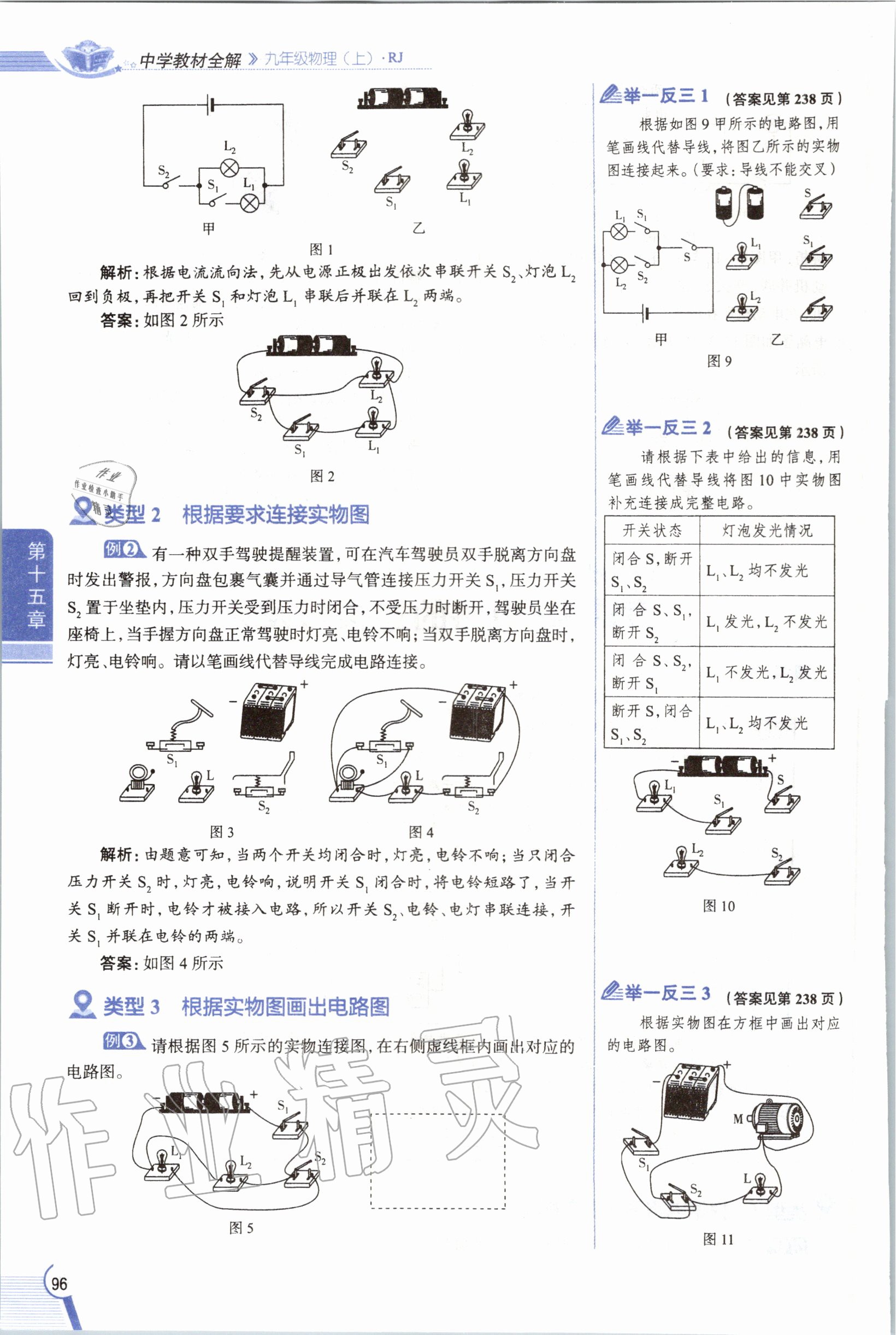 2019年教材课本九年级物理全一册人教版 参考答案第96页