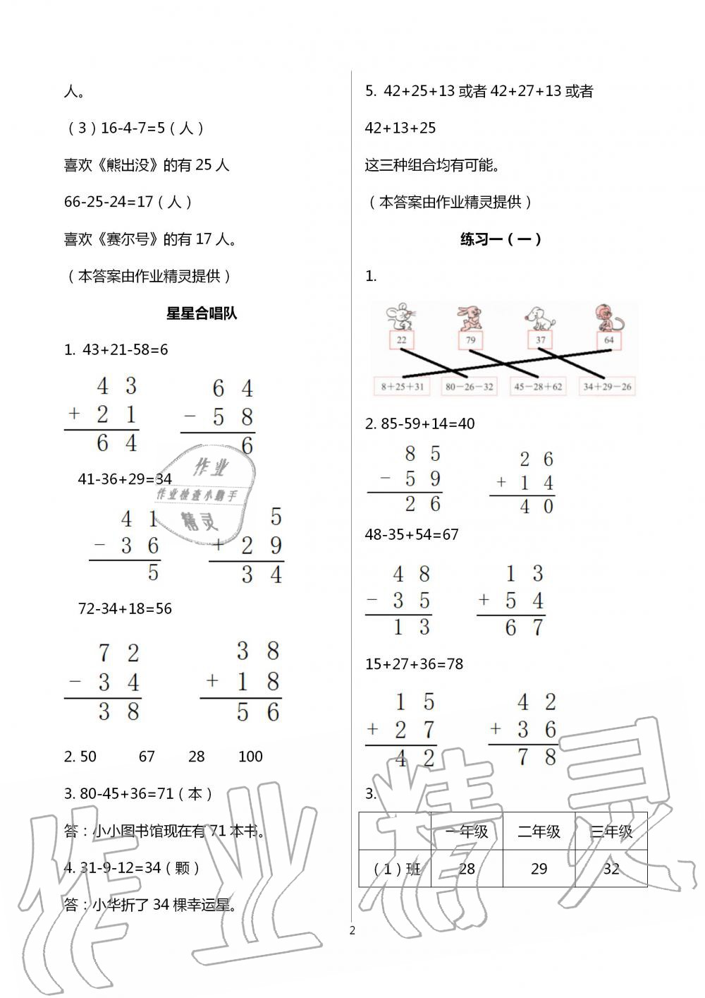 2020年數(shù)學(xué)課堂作業(yè)本二年級上冊北師大版浙江教育出版社 第2頁