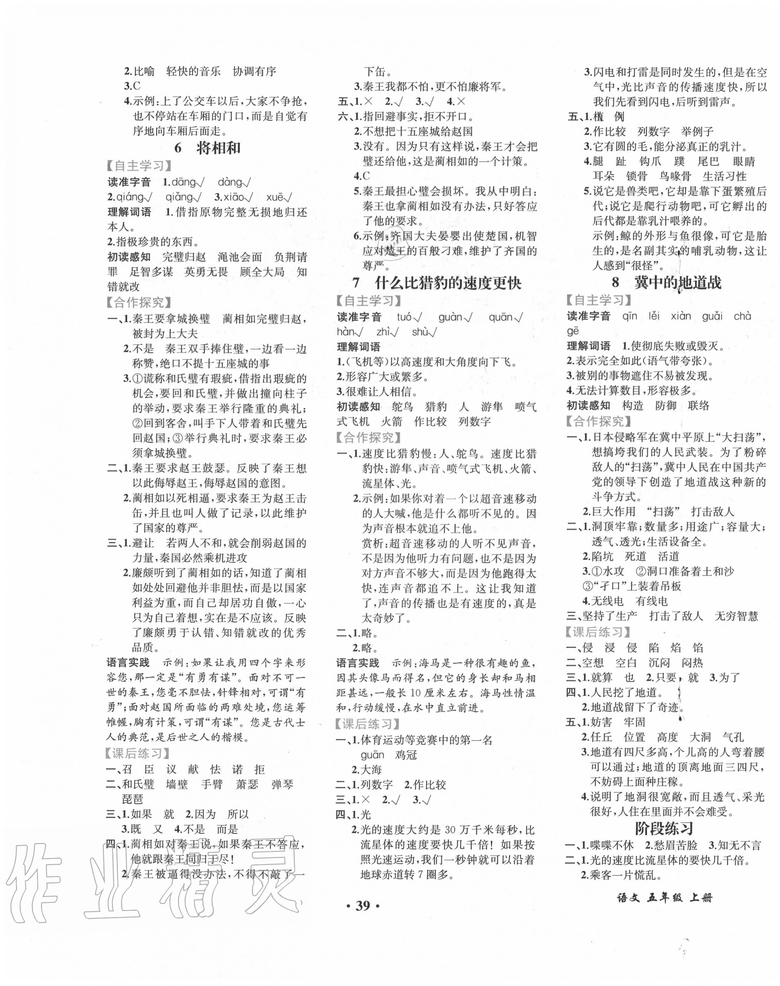 2020年胜券在握同步解析与测评五年级语文上册人教版重庆专版 第3页