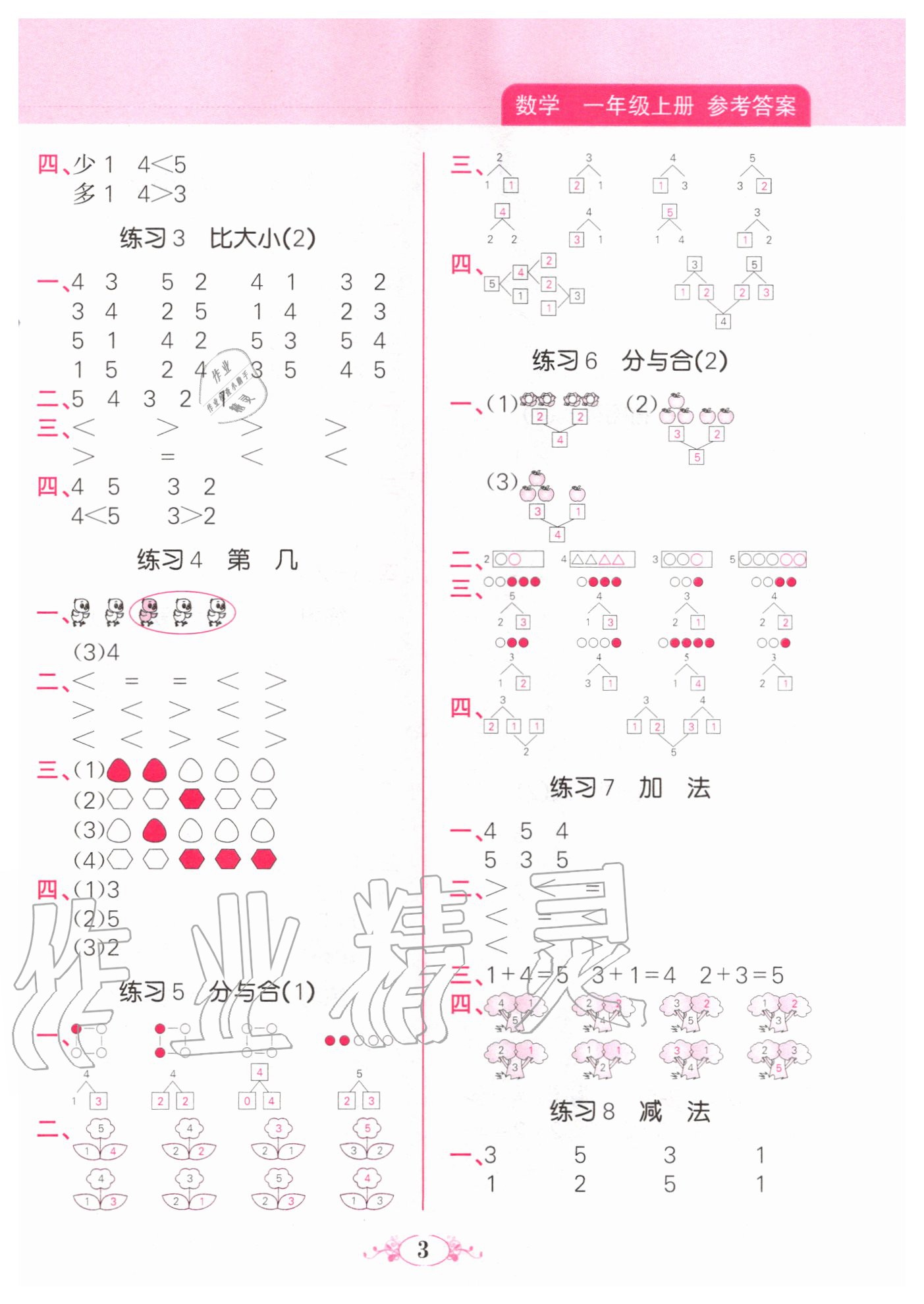 2020年點亮思維同步口算一年級上冊人教版 第3頁