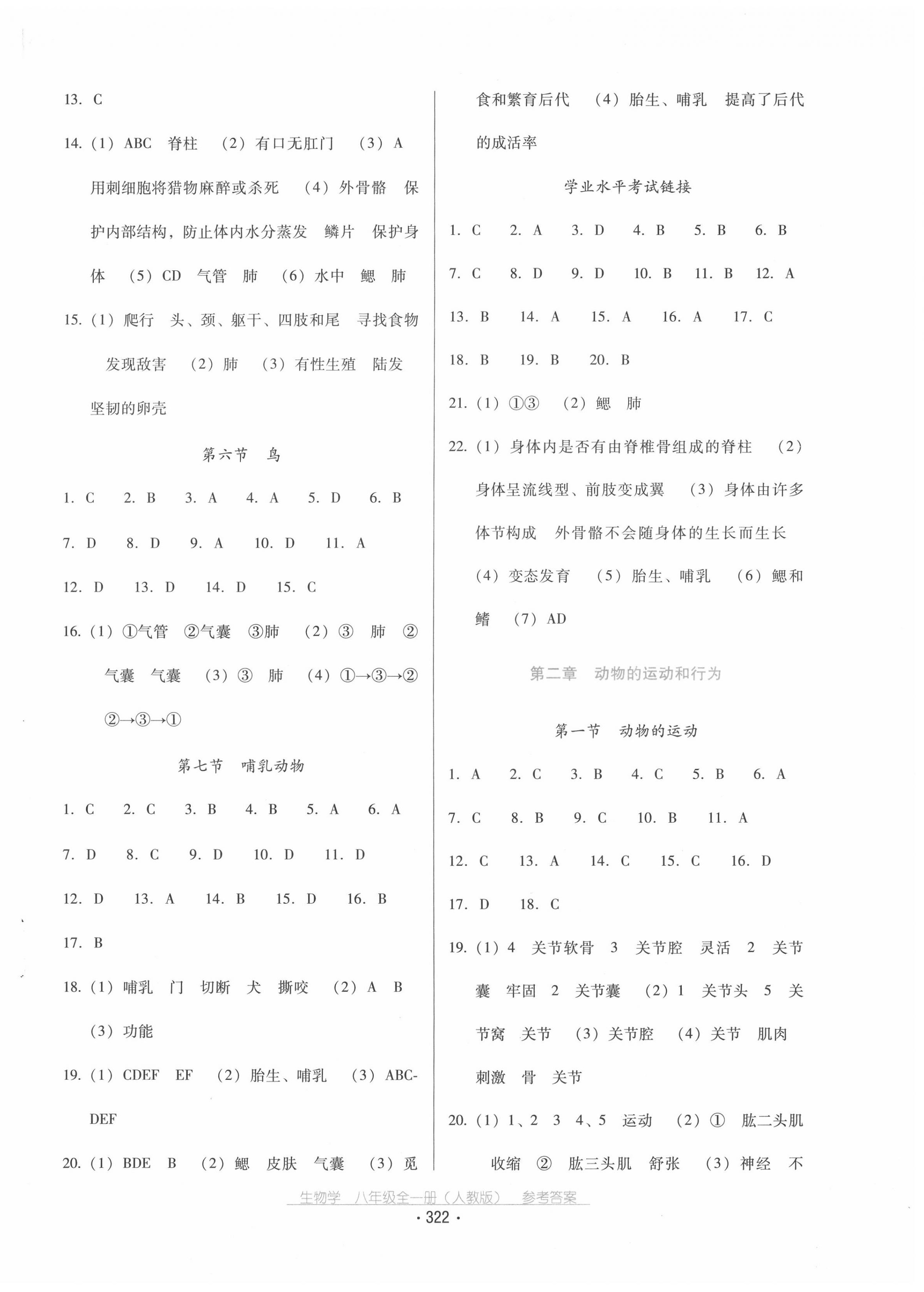 2020年云南省标准教辅优佳学案八年级生物学全一册人教版 第2页