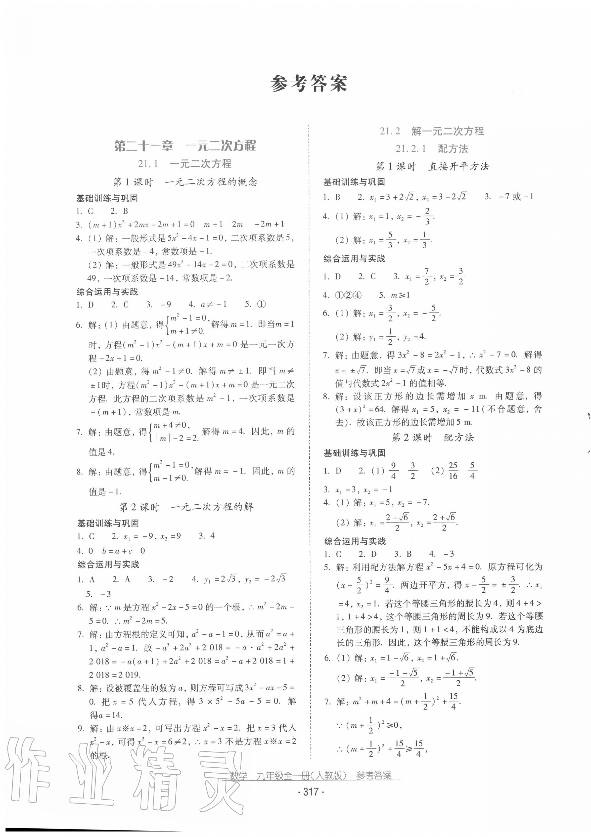 2020年云南省标准教辅优佳学案九年级数学全一册人教版 第1页