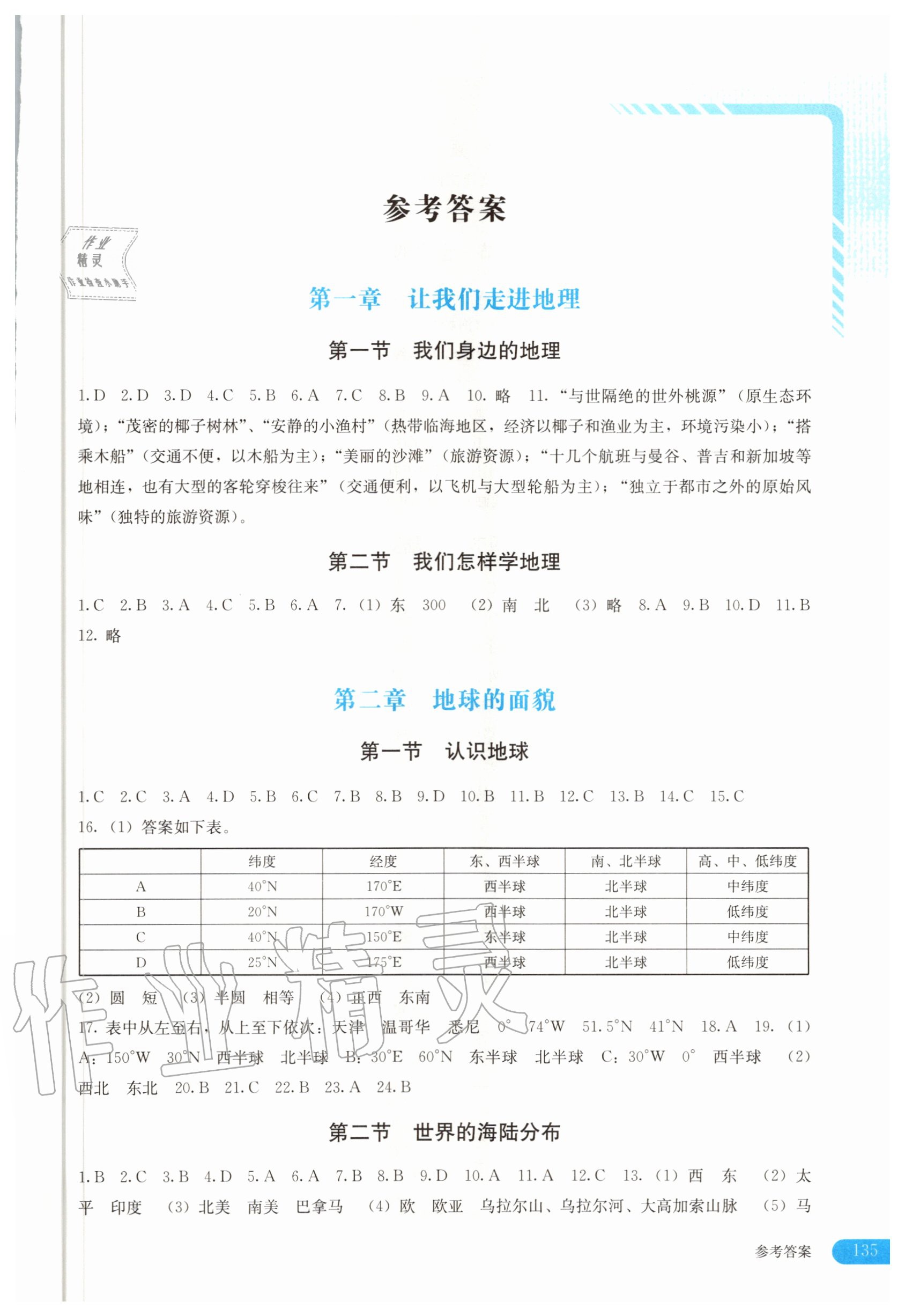 2020年助学读本七年级地理上册湘教版河南专版