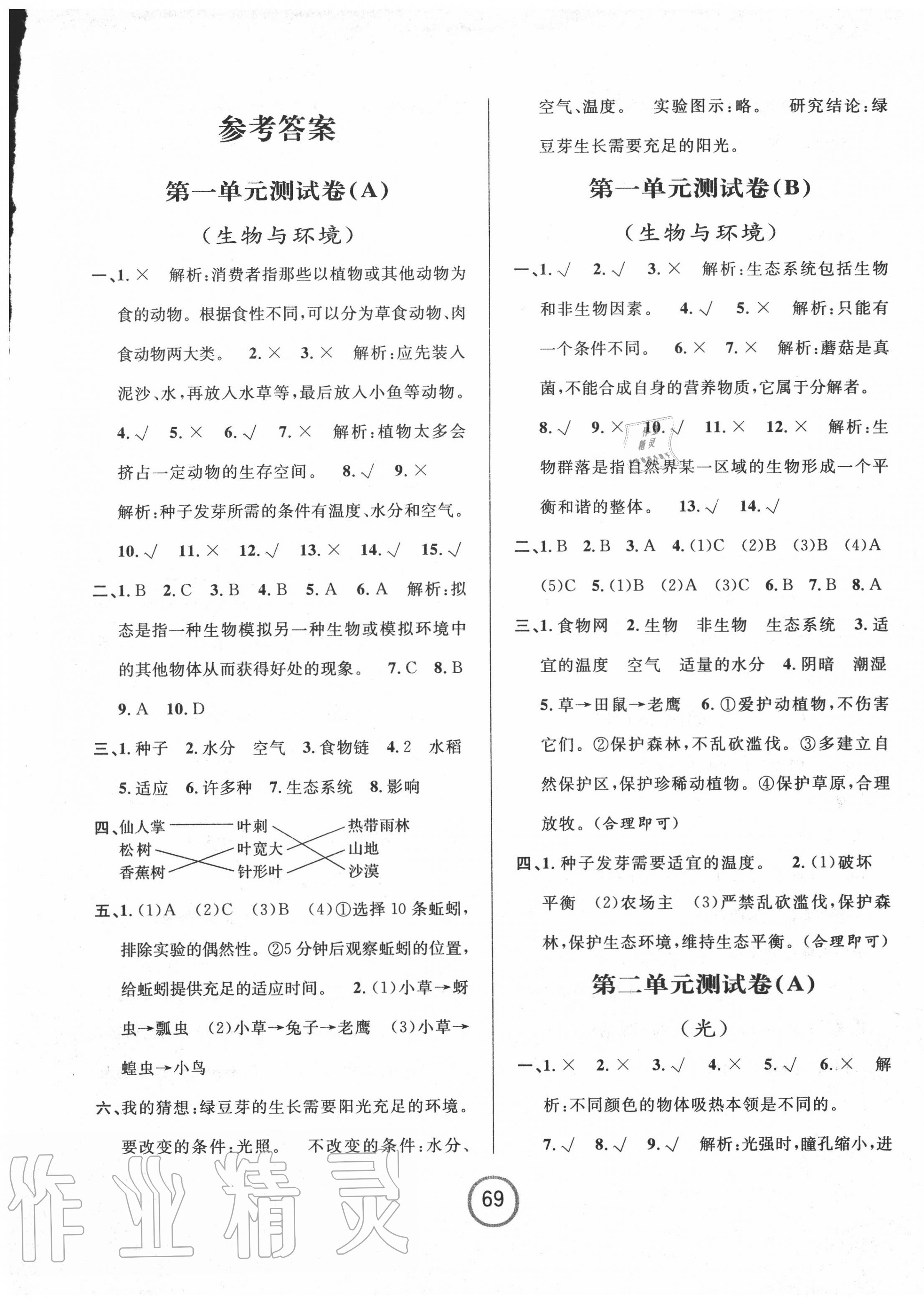 2020年浙江名卷五年级科学上册教科版 第1页